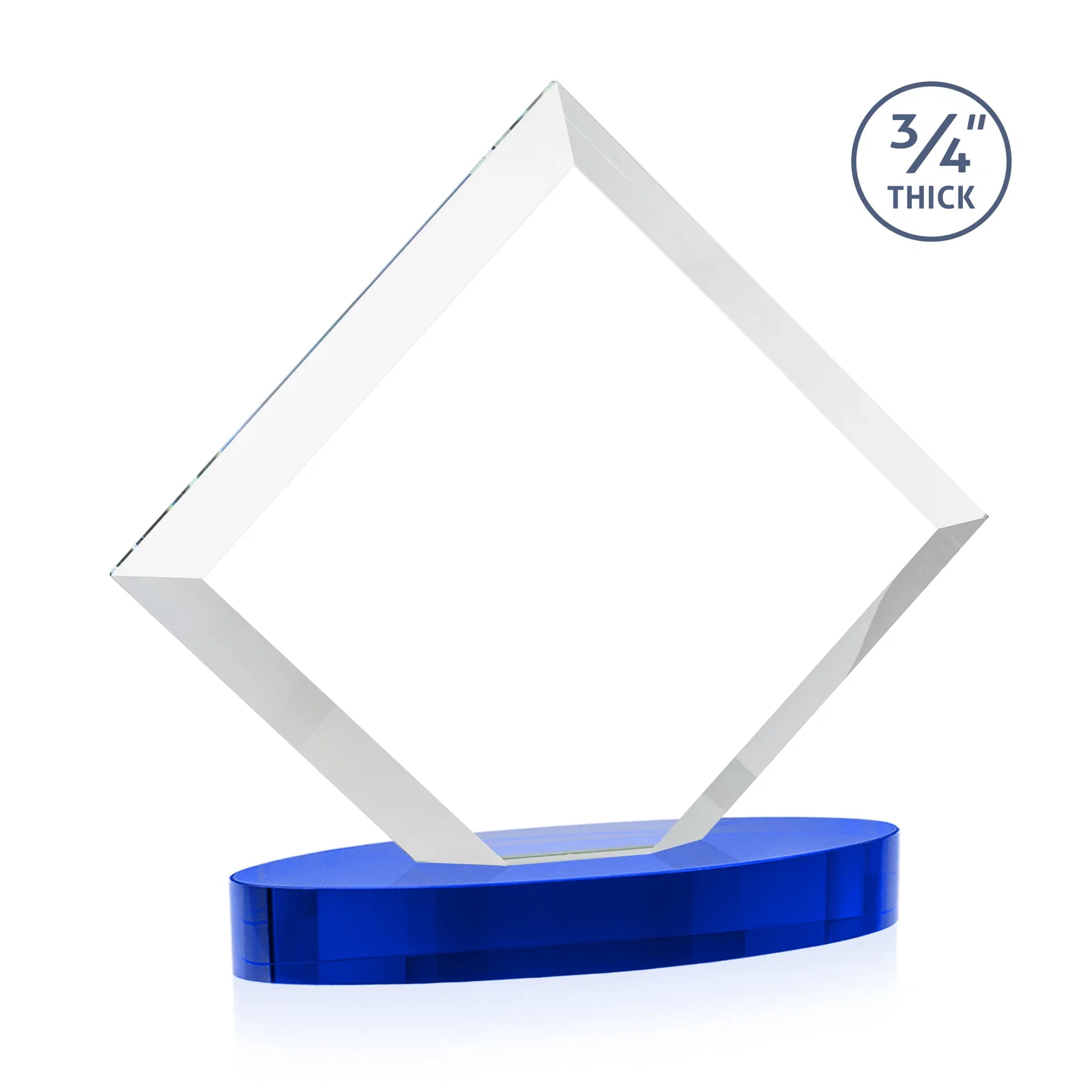 Custom engraved Mitered-Edge Starfire Crystal Diamond Award on an Oval Base, awards for safety achievement programs