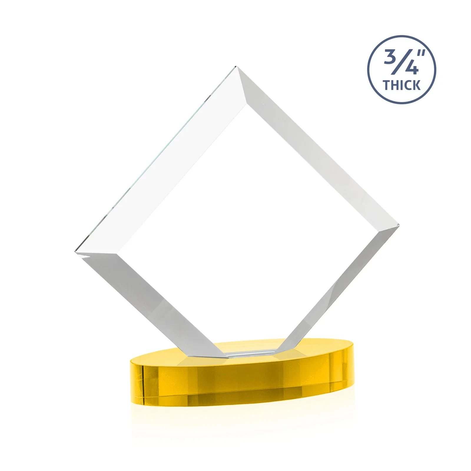 Custom Mitered-Edge Starfire Crystal Diamond Award on an Oval Base, awards, with your logo for employee recognition
