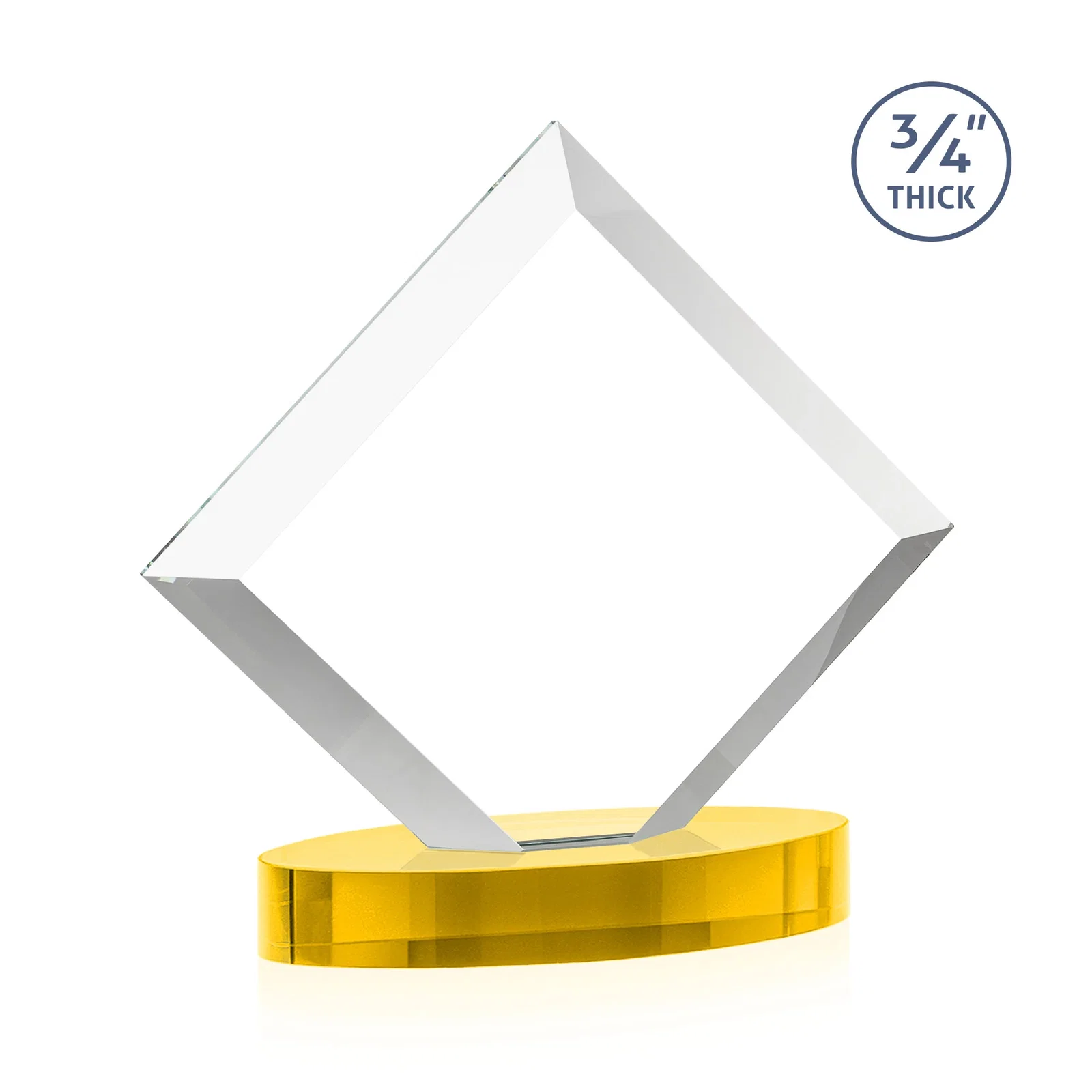 Custom Mitered-Edge Starfire Crystal Diamond Award on an Oval Base, awards, with your logo for corporate award ceremonies