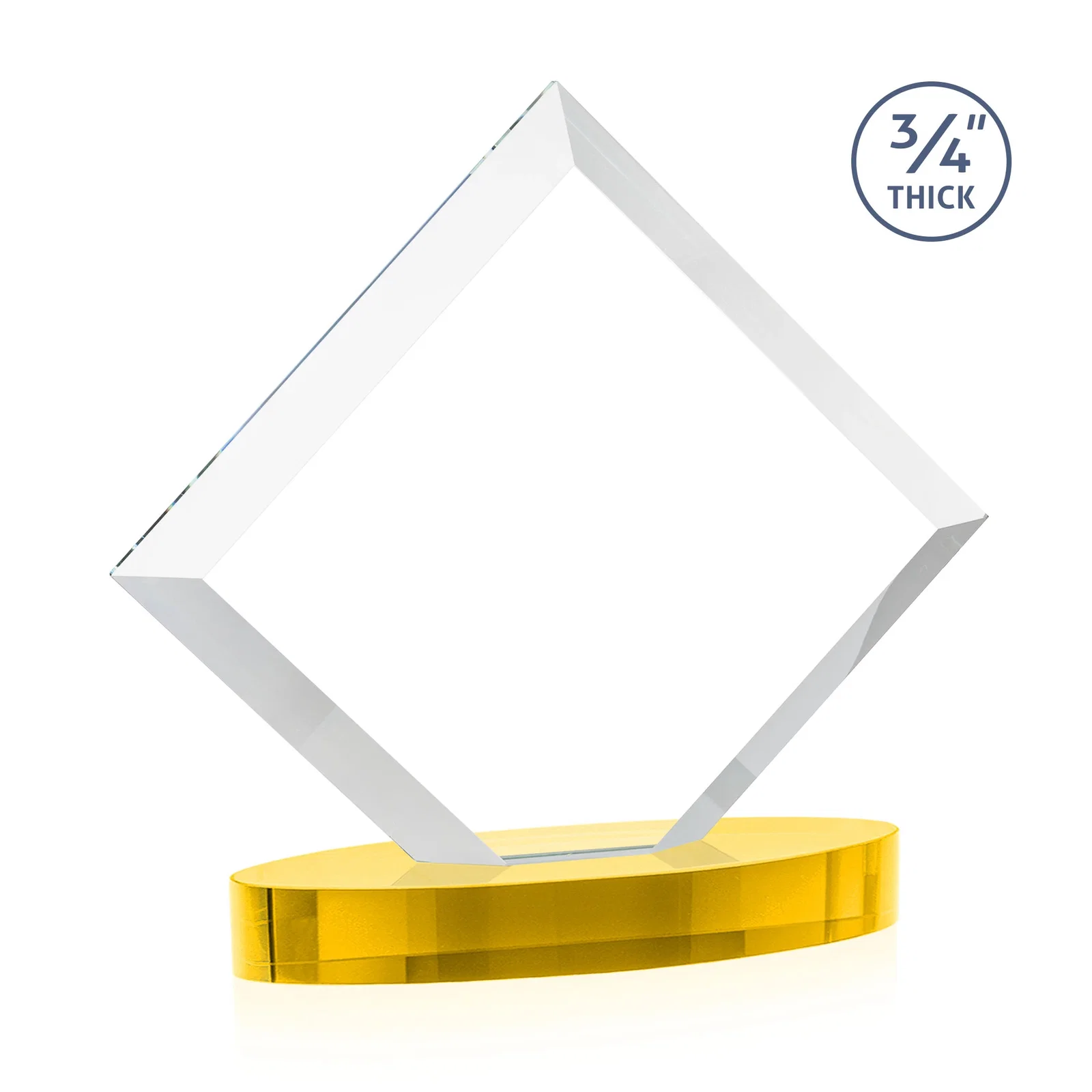 Custom Mitered-Edge Starfire Crystal Diamond Award on an Oval Base, awards, with your logo for service anniversary gifts