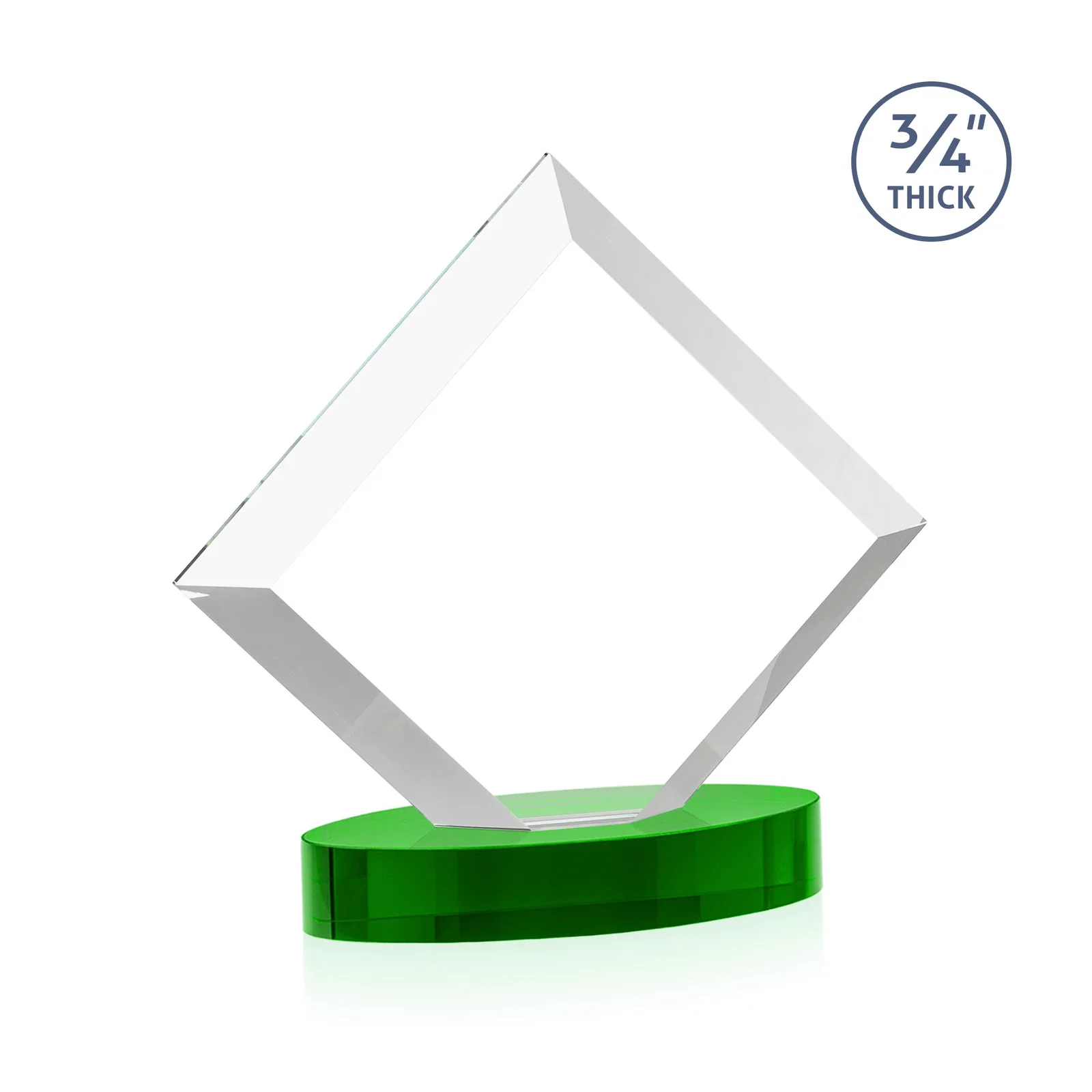 Custom Mitered-Edge Starfire Crystal Diamond Award on an Oval Base, awards, with your logo for sales achievement awards