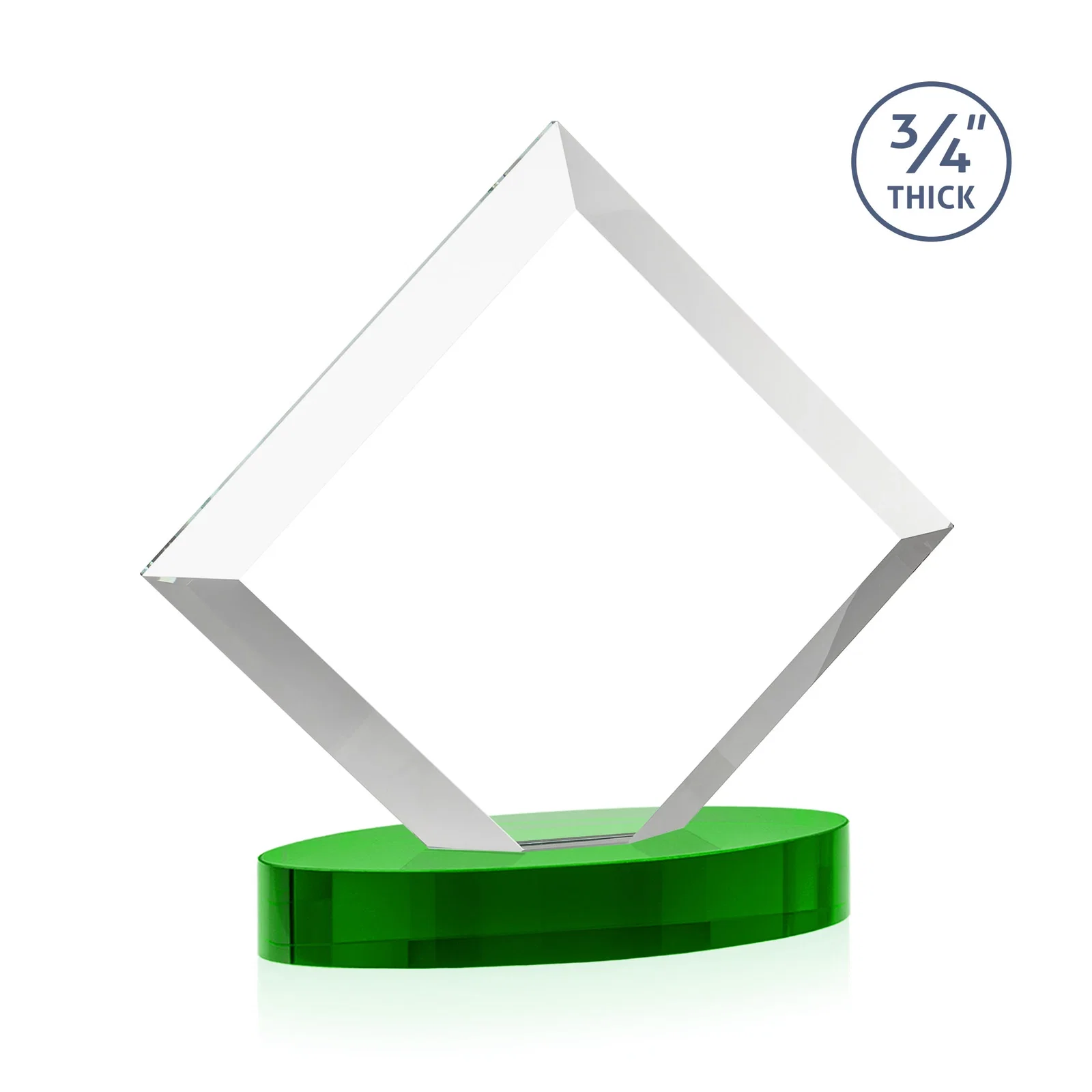 Custom Mitered-Edge Starfire Crystal Diamond Award on an Oval Base, awards, with your logo for retirement presentations