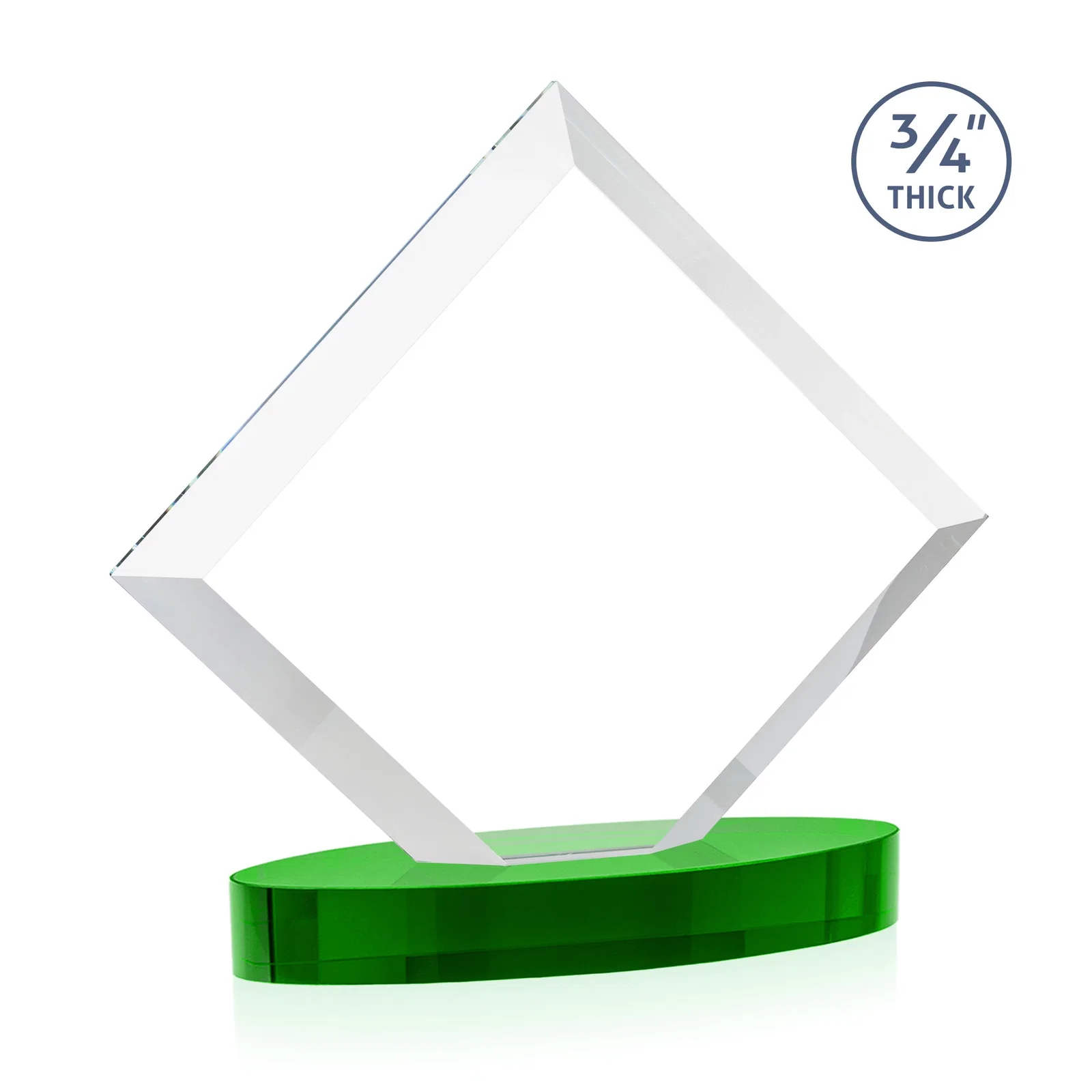 Custom Mitered-Edge Starfire Crystal Diamond Award on an Oval Base, awards, with your logo for team milestone celebrations