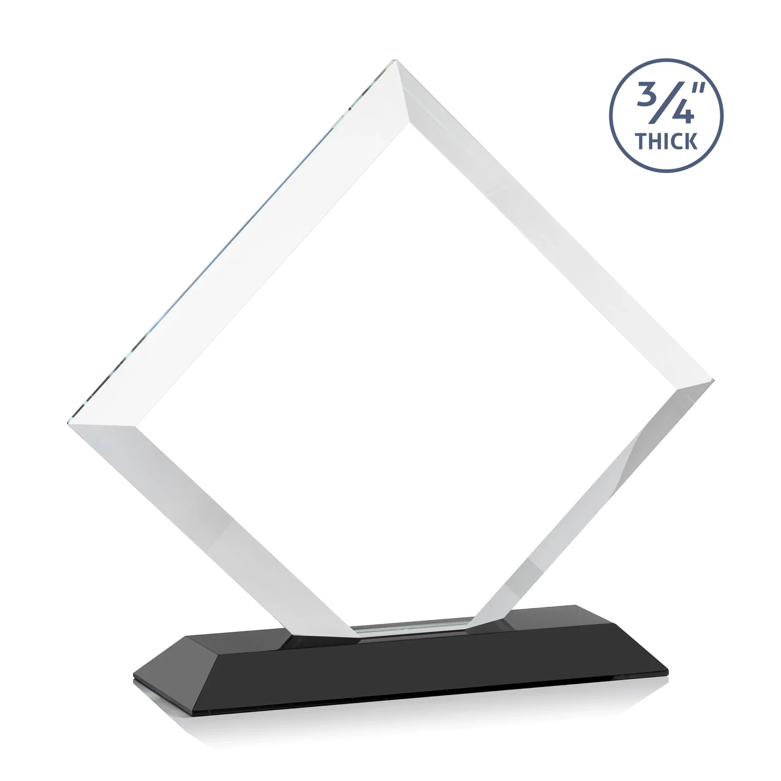 Personalized Mitered-Edge Starfire Crystal Diamond Award on a Bamboo Base, with your logo for sales achievement awards