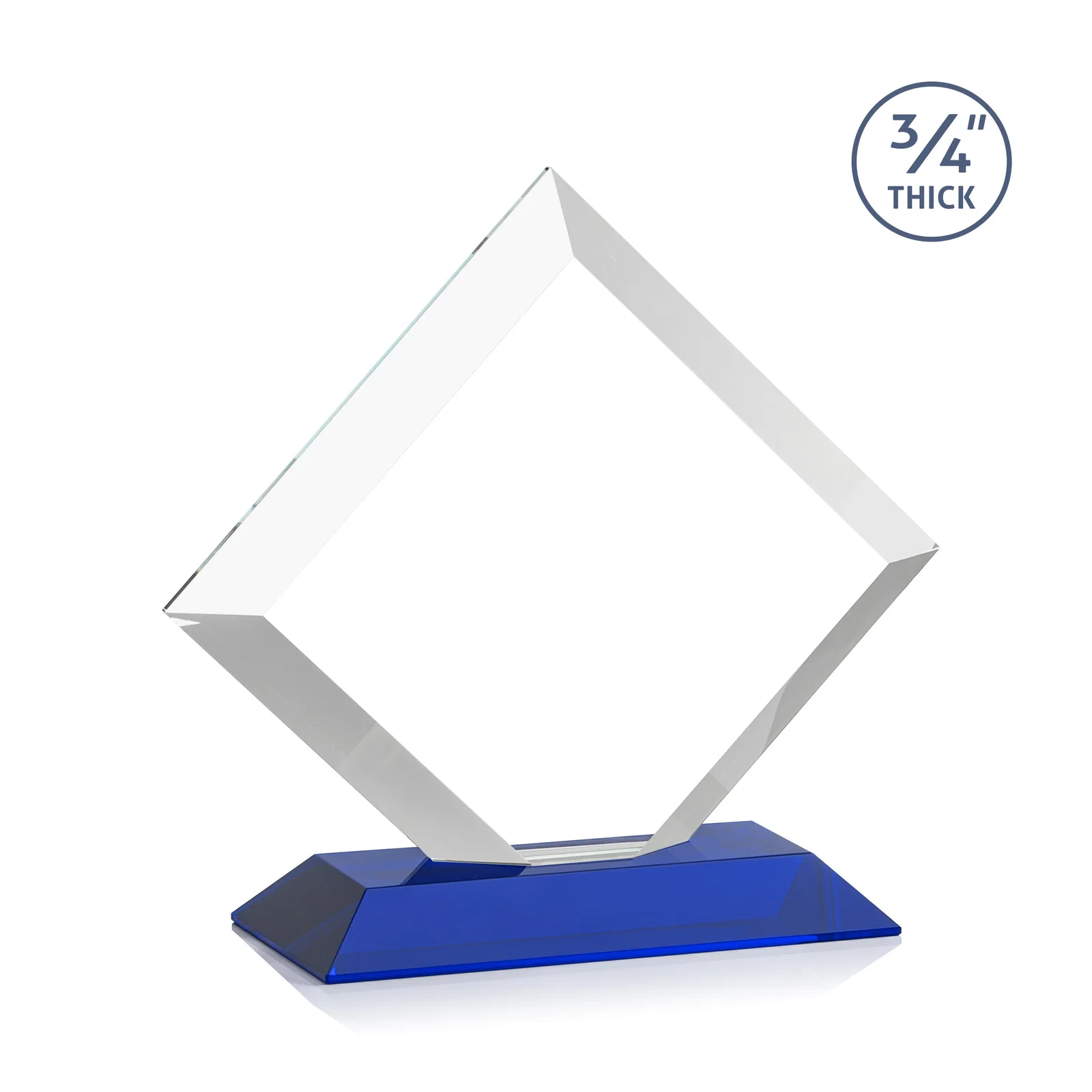 Personalized Mitered-Edge Starfire Crystal Diamond Award on a Bamboo Base, with your logo for retirement presentations
