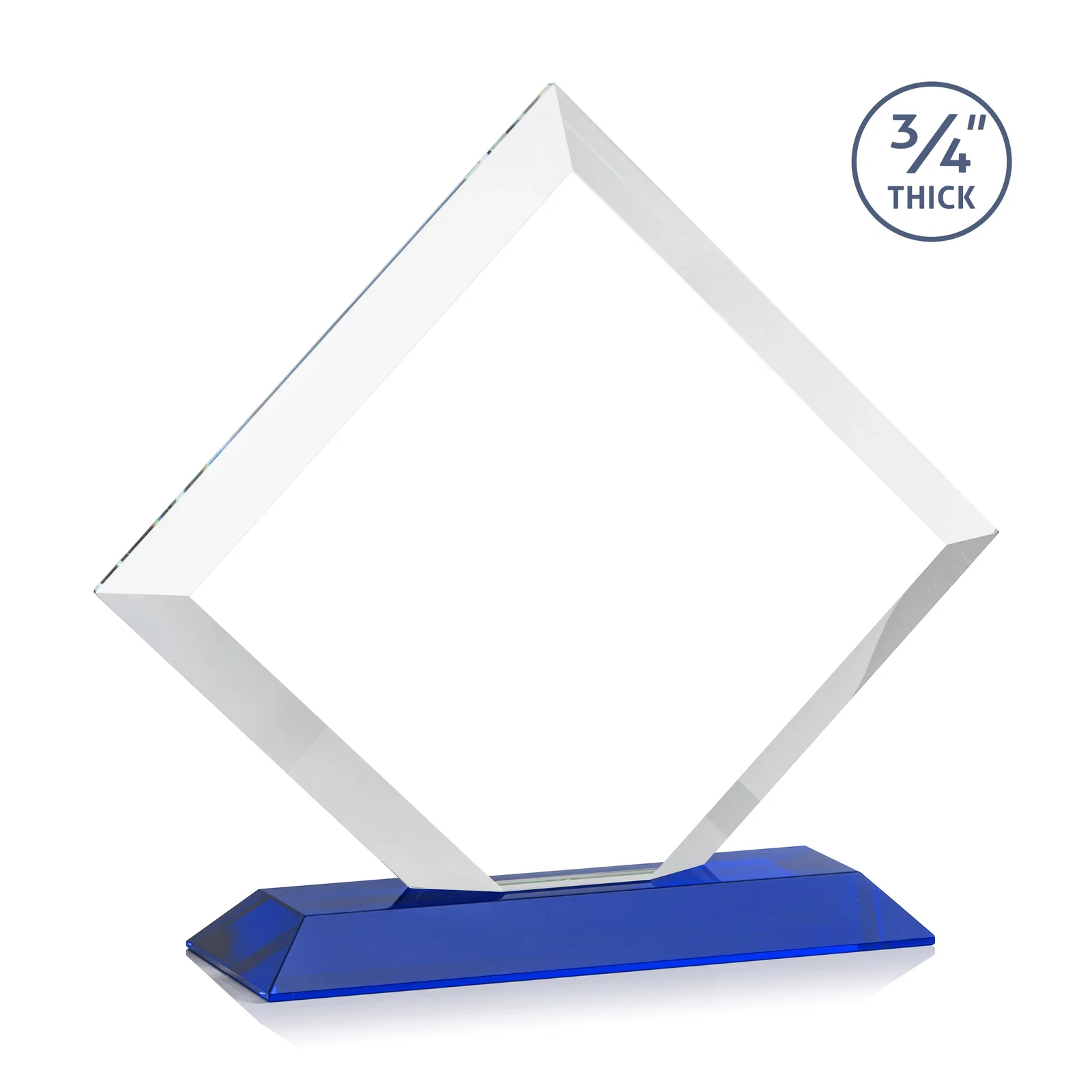 Personalized Mitered-Edge Starfire Crystal Diamond Award on a Bamboo Base, with your logo for donor appreciation