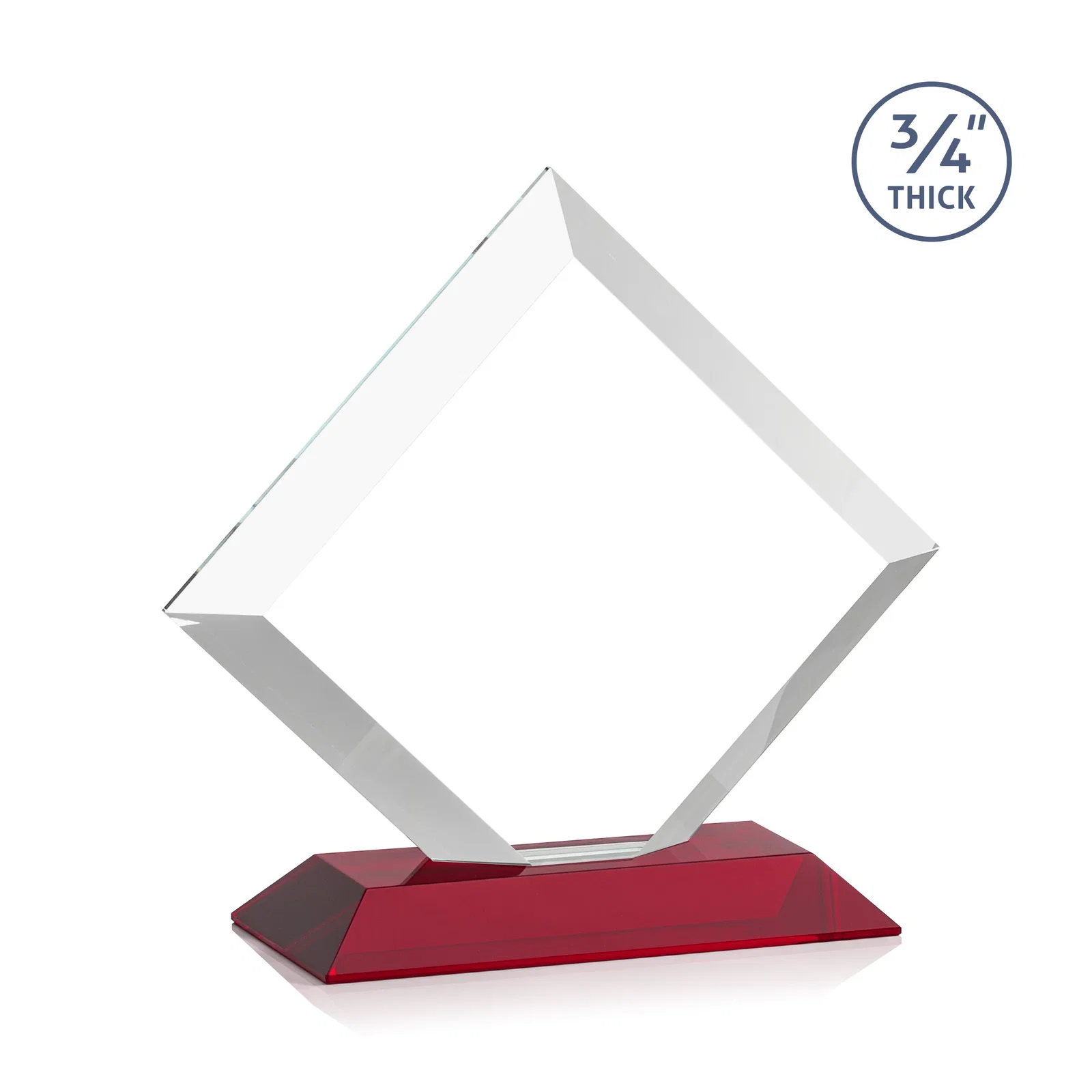 Personalized Mitered-Edge Starfire Crystal Diamond Award on a Bamboo Base, with your logo for graduation ceremonies