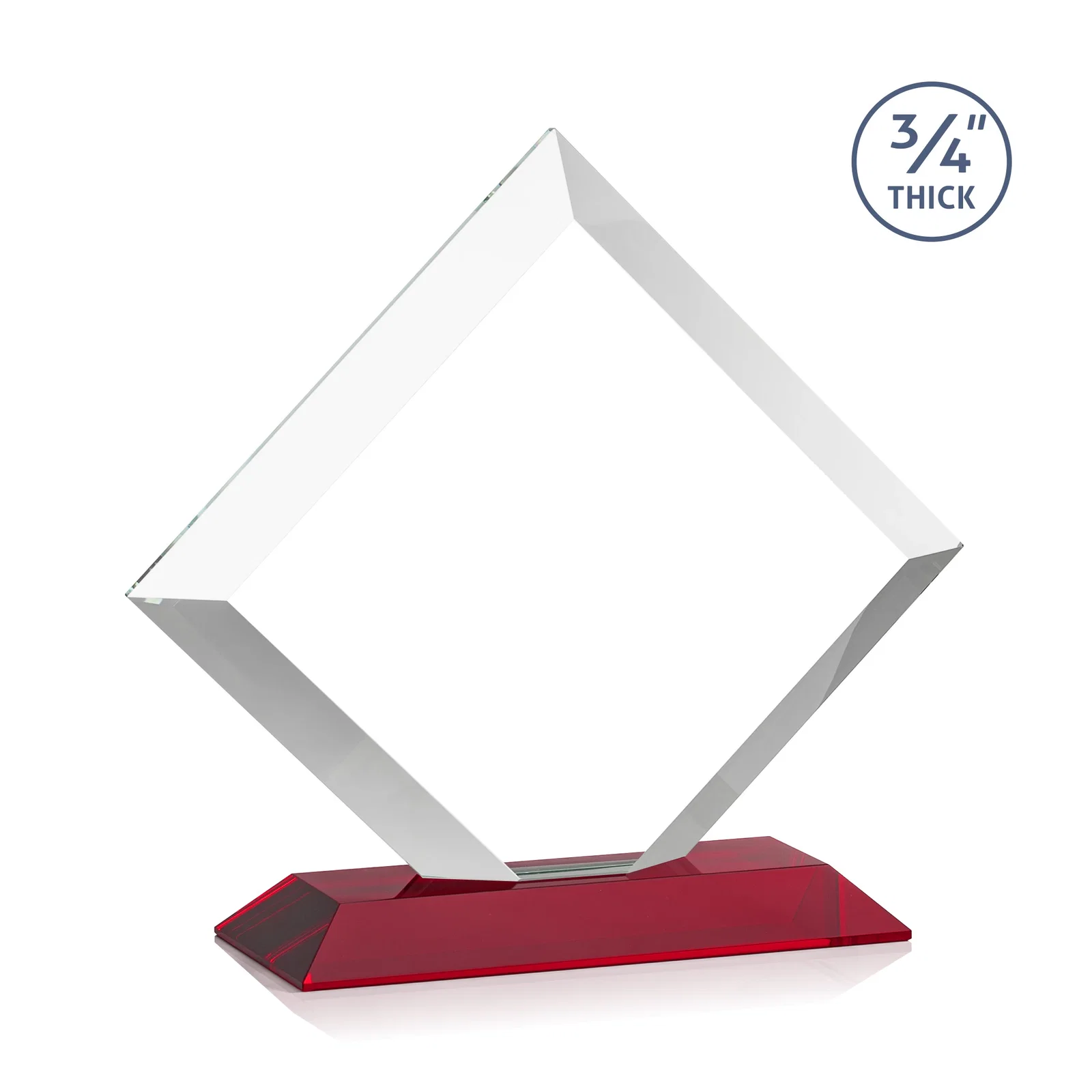 Personalized Mitered-Edge Starfire Crystal Diamond Award on a Bamboo Base, with your logo for safety achievement programs