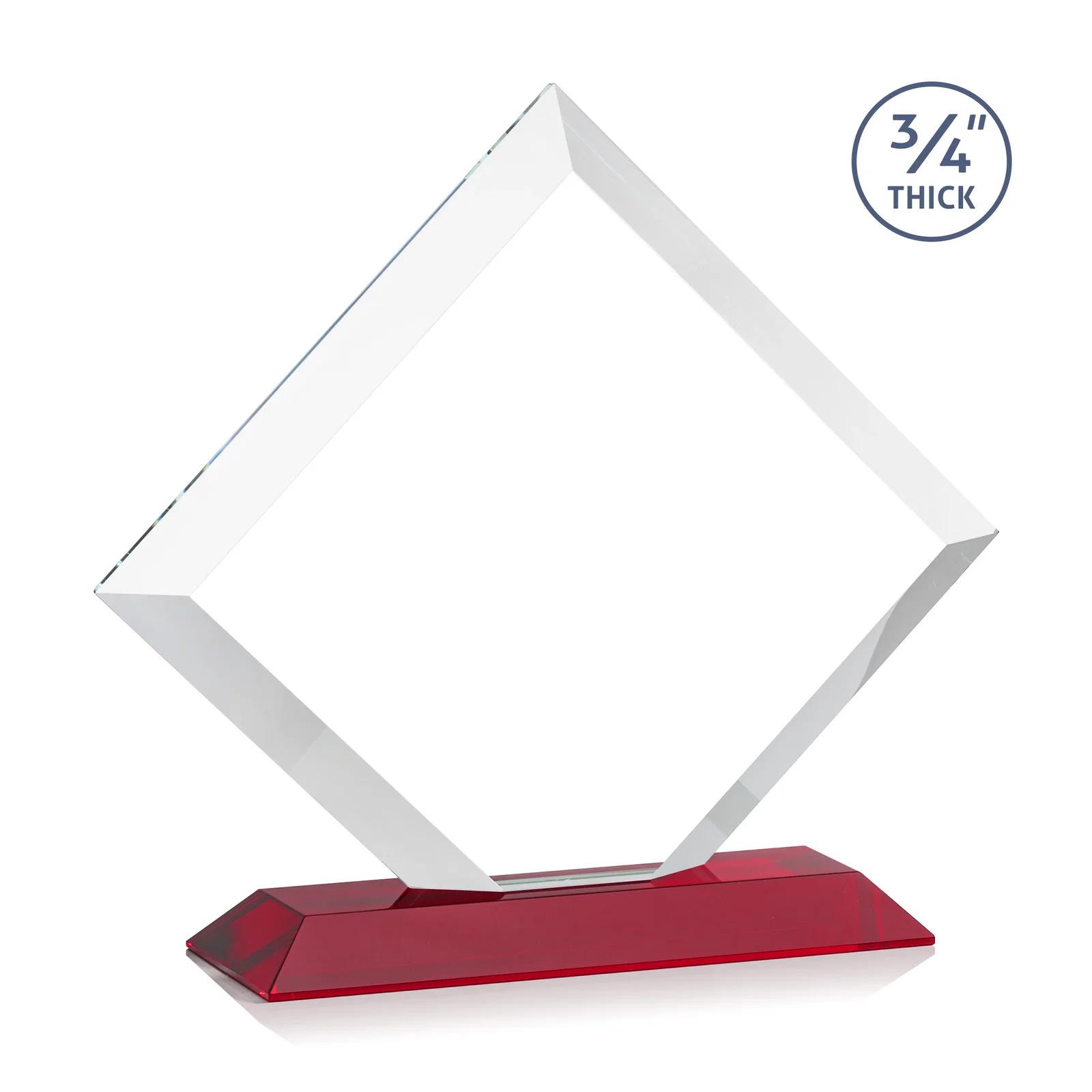Personalized Mitered-Edge Starfire Crystal Diamond Award on a Bamboo Base, with your logo for volunteer appreciation
