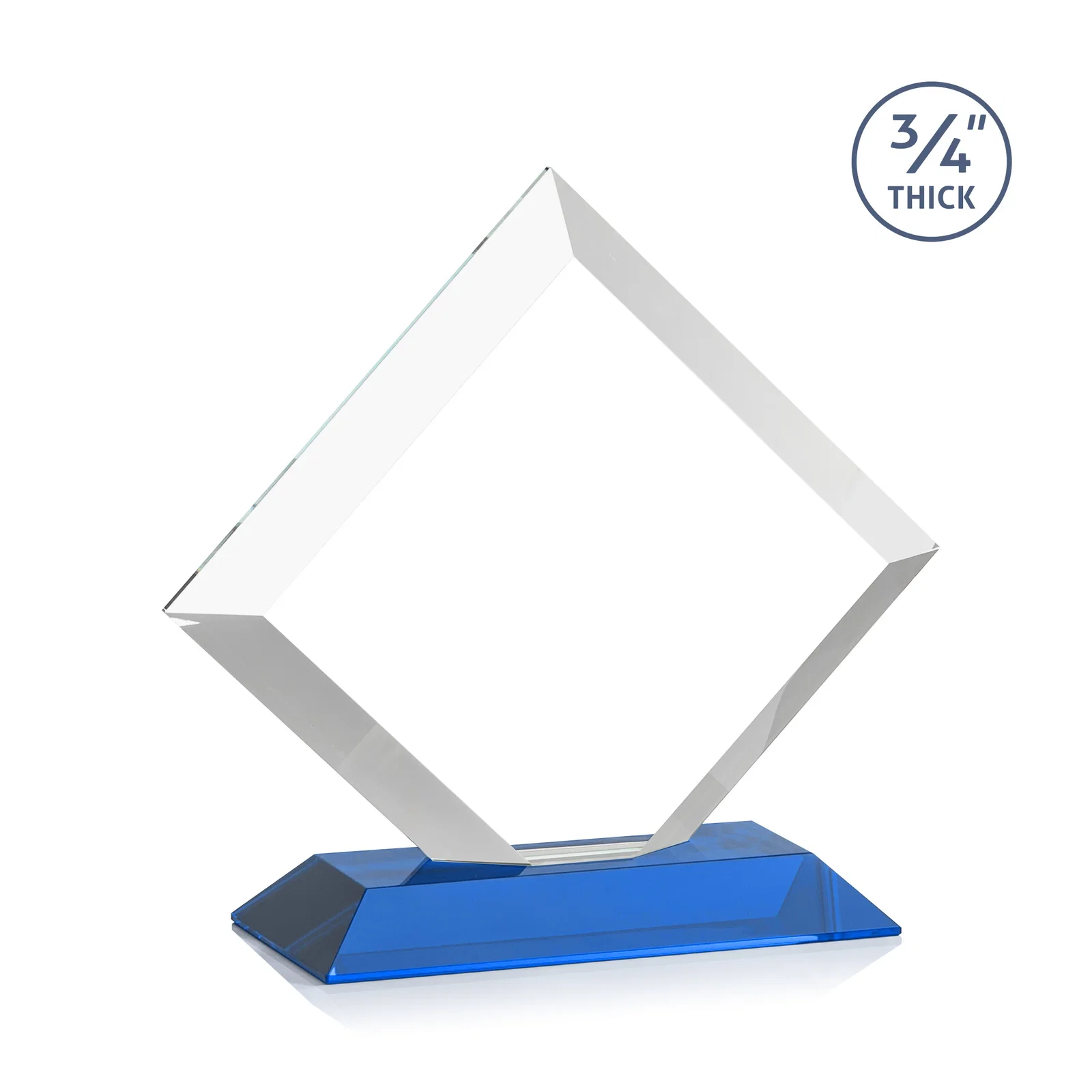 Personalized Mitered-Edge Starfire Crystal Diamond Award on a Bamboo Base, with your logo for dealer and partner awards
