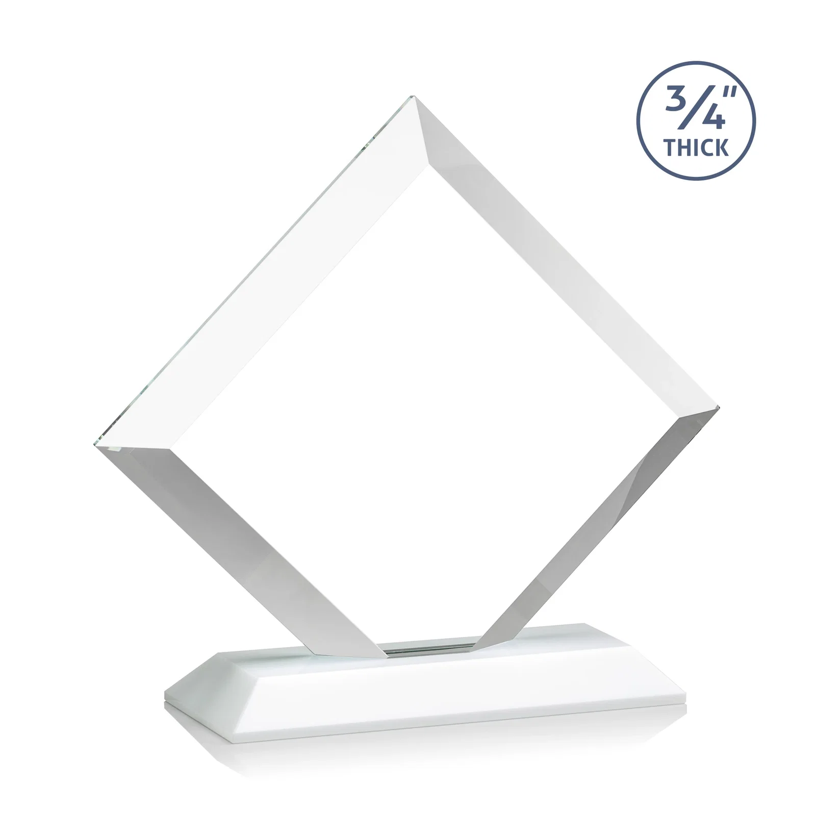 Promotional Mitered-Edge Starfire Crystal Diamond Award on a Bamboo Base, with your logo for service anniversary gifts