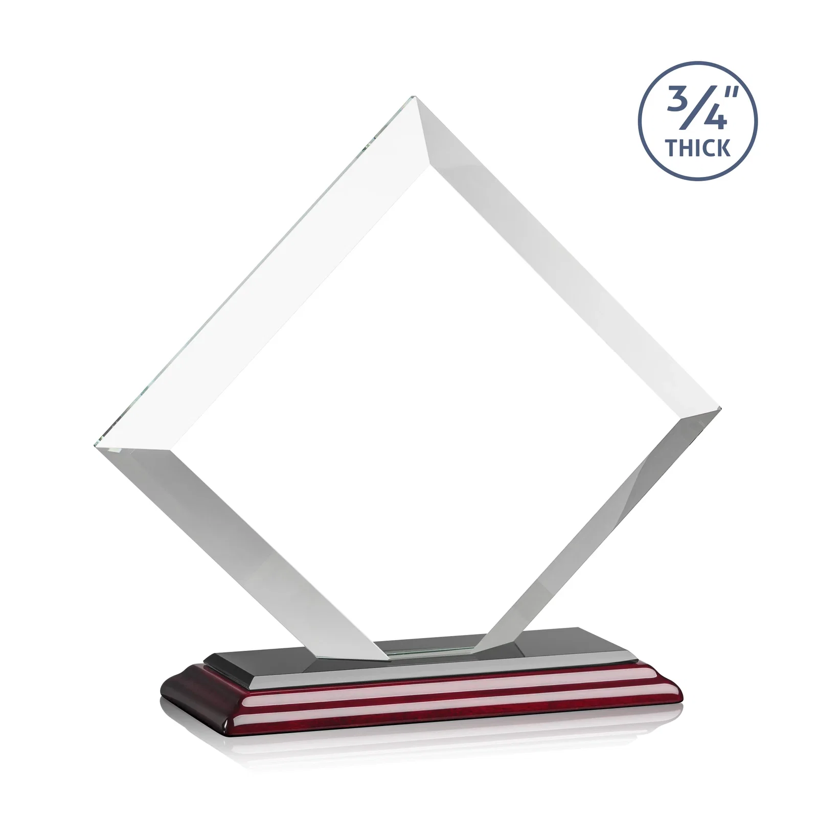 Promotional Mitered-Edge Starfire Crystal Diamond Award on a Bamboo Base, with your logo for donor appreciation