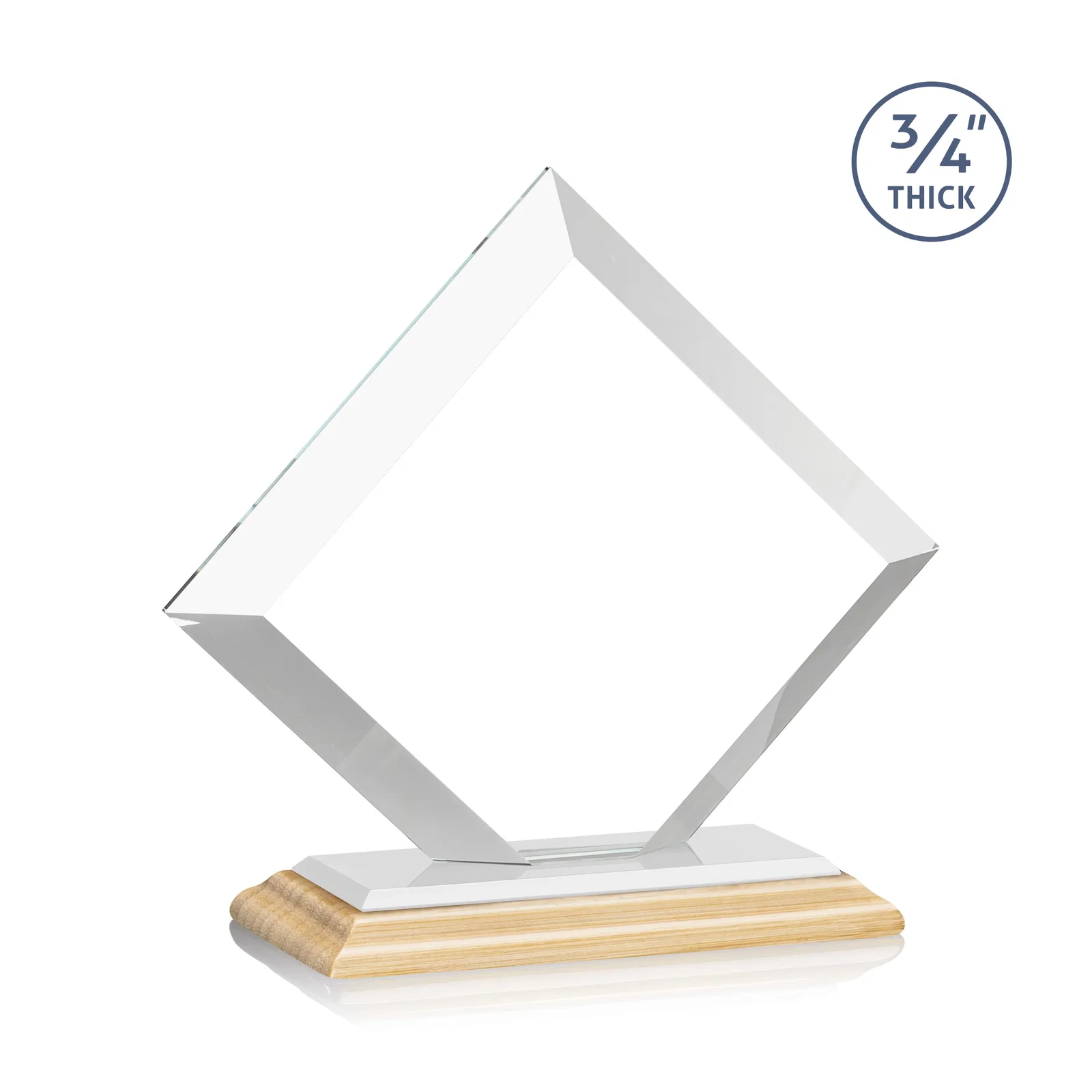 Promotional Mitered-Edge Starfire Crystal Diamond Award on a Bamboo Base, with your logo for dealer and partner awards