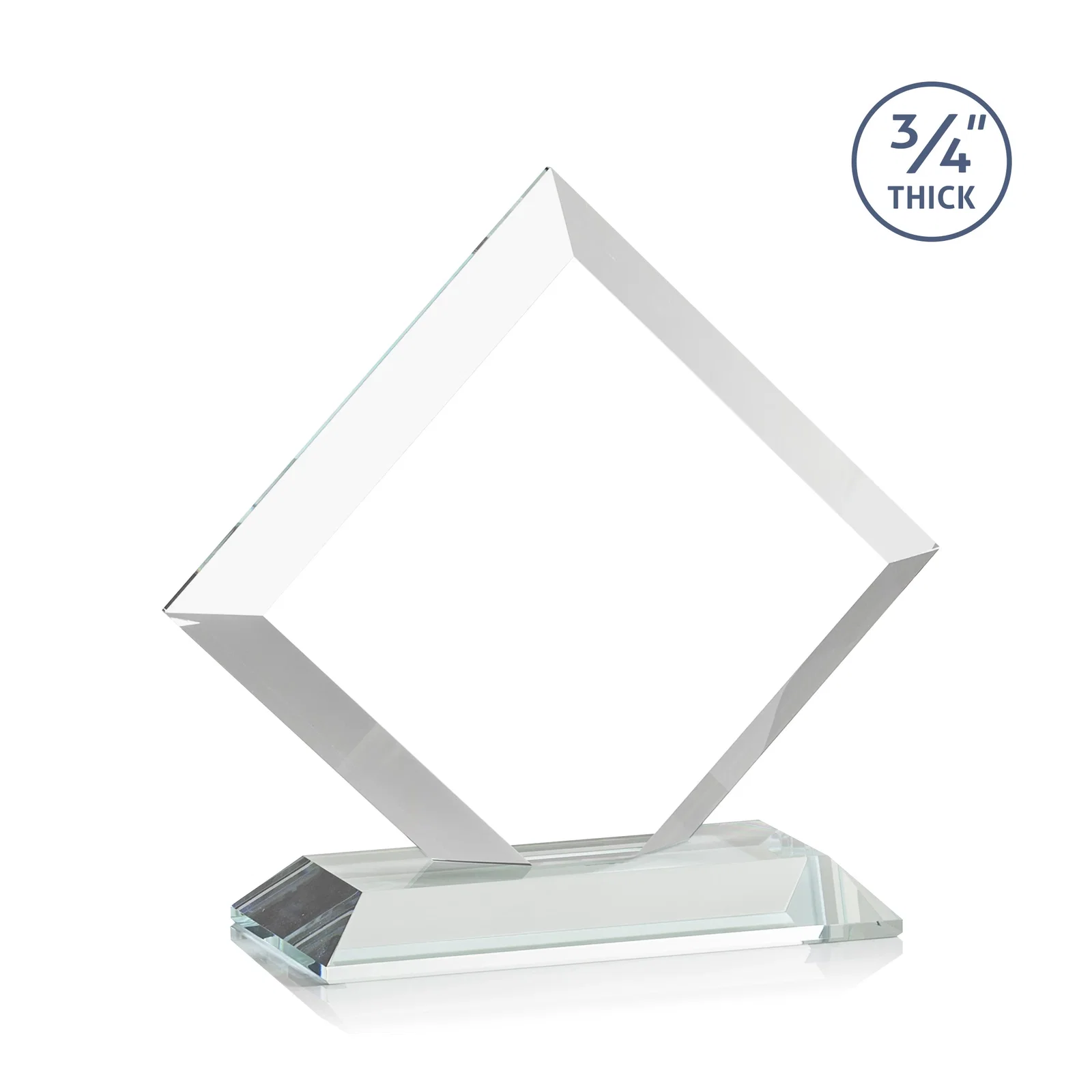Custom Mitered-Edge Starfire Crystal Diamond Award on a Bamboo Base, with your logo for retirement presentations