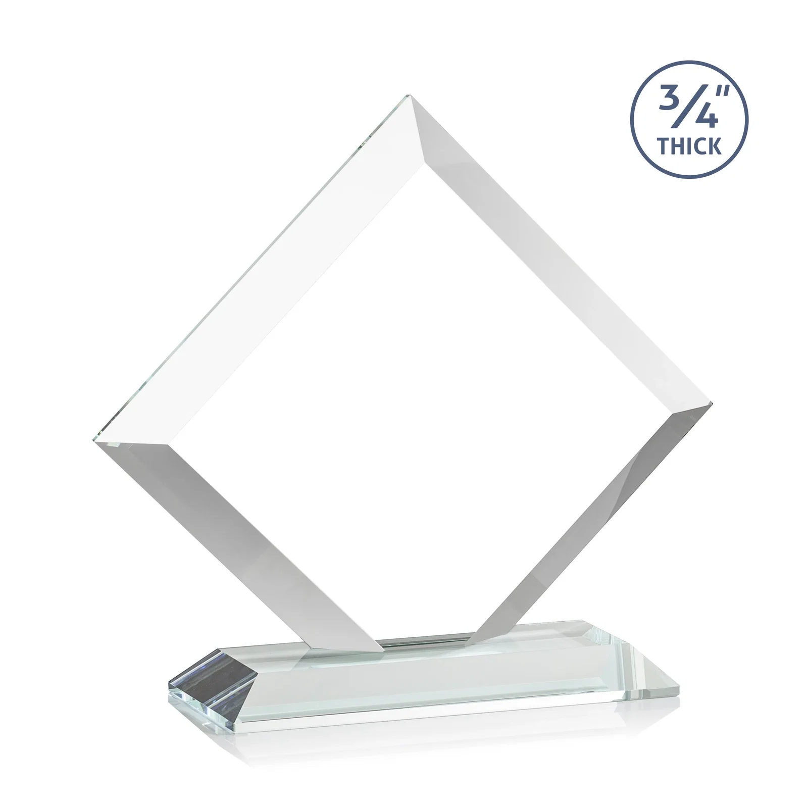 Custom Mitered-Edge Starfire Crystal Diamond Award on a Bamboo Base, with your logo for team milestone celebrations