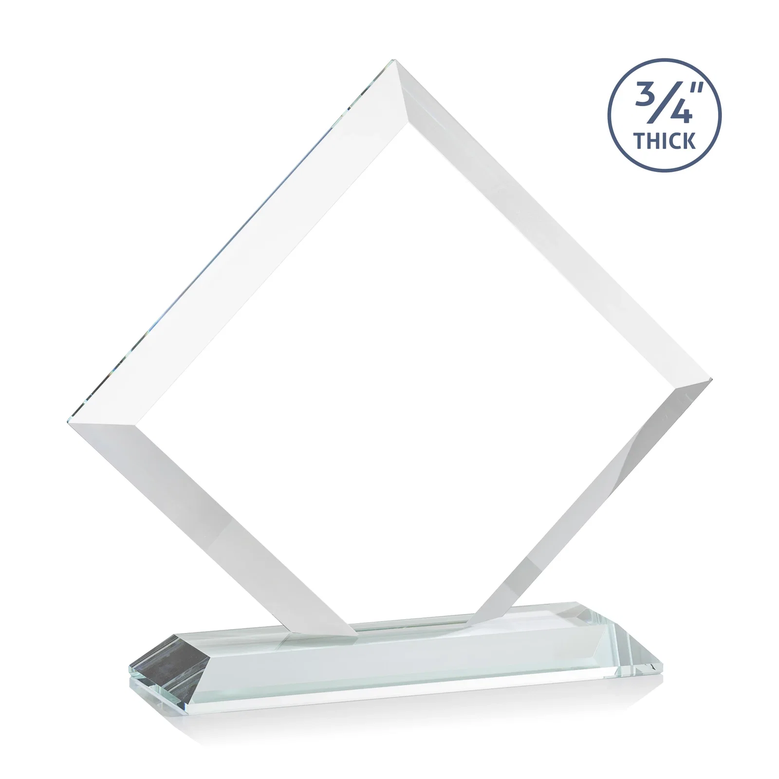 Custom Mitered-Edge Starfire Crystal Diamond Award on a Bamboo Base, with your logo for donor appreciation