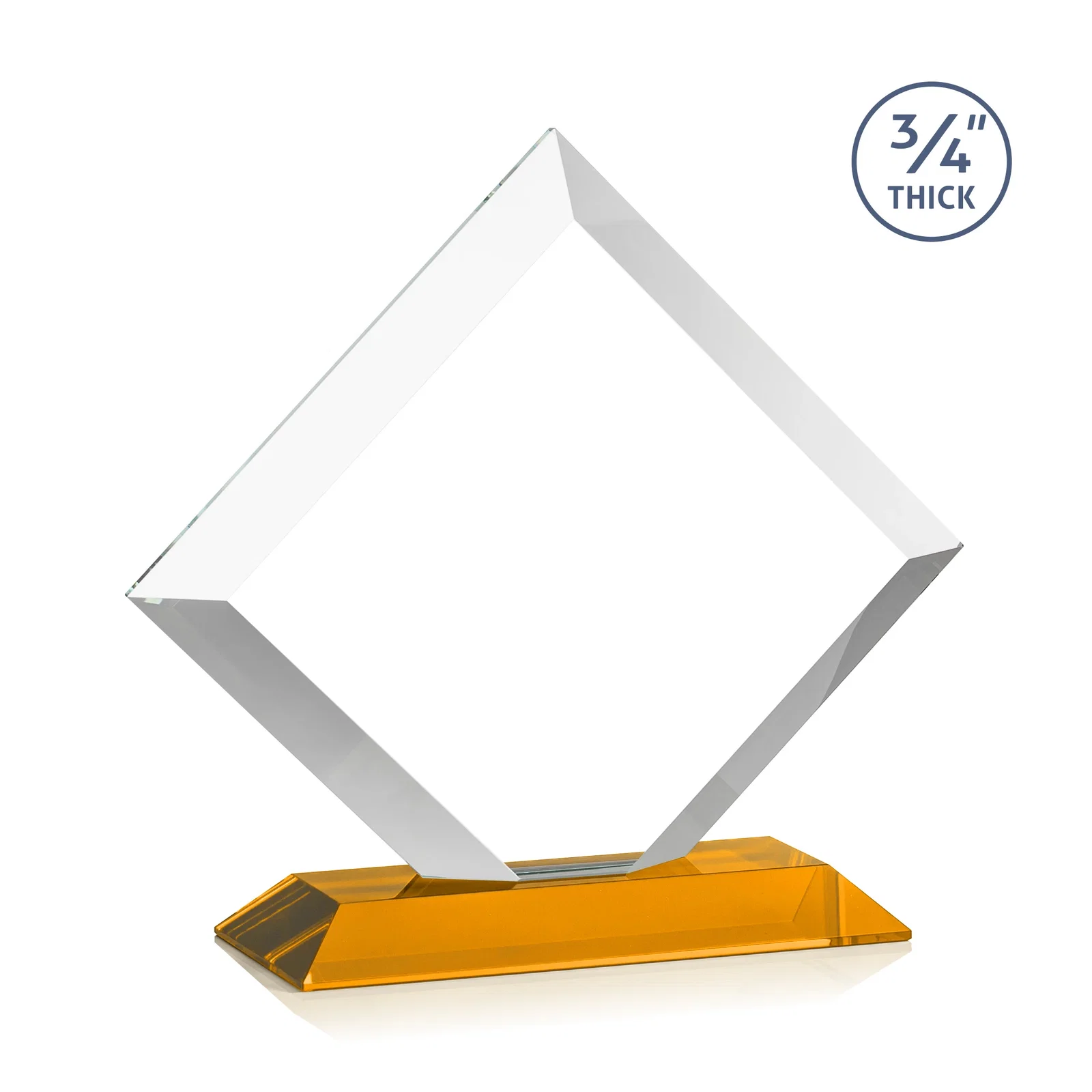 Custom Mitered-Edge Starfire Crystal Diamond Award on a Bamboo Base, with your logo for safety achievement programs