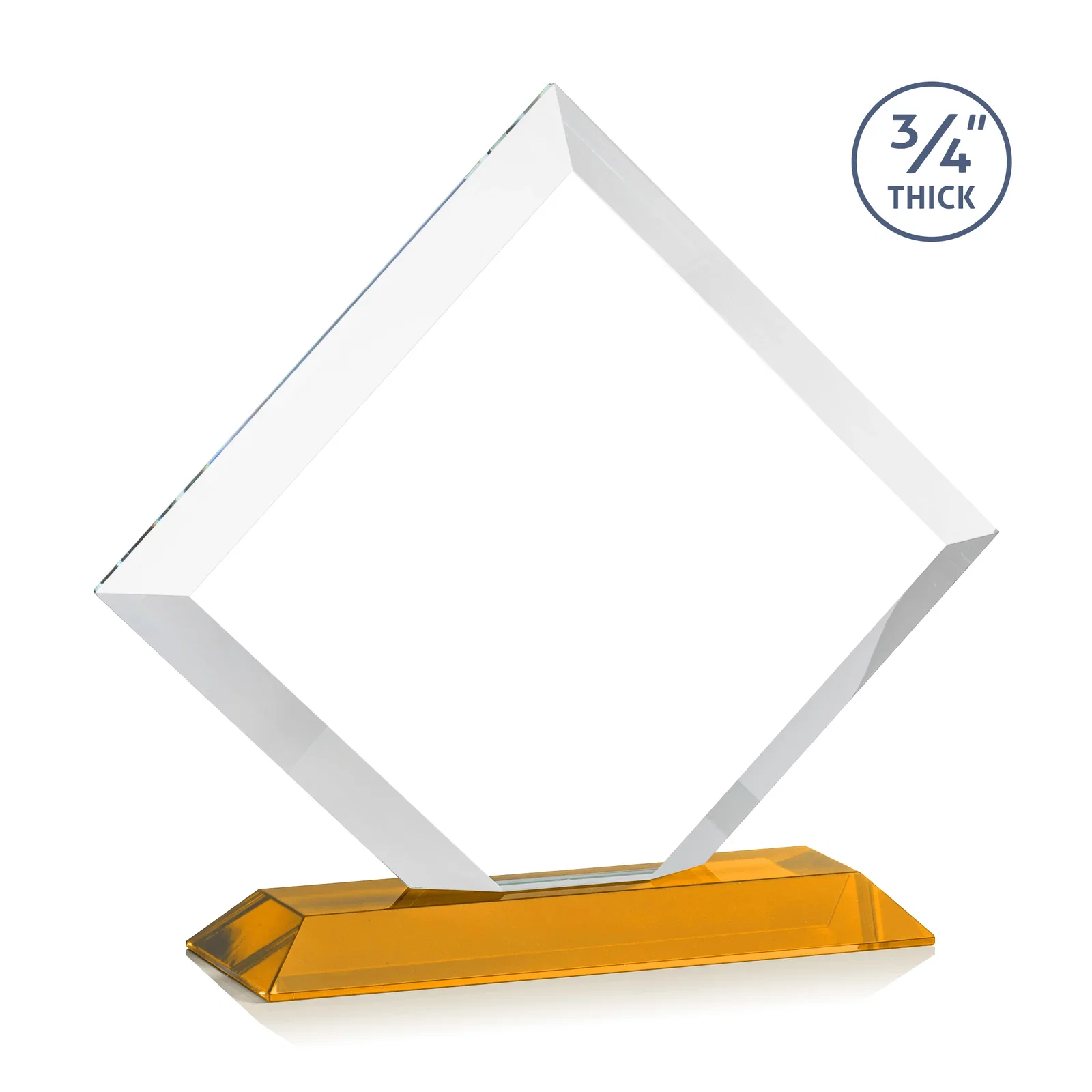 Custom Mitered-Edge Starfire Crystal Diamond Award on a Bamboo Base, with your logo for volunteer appreciation