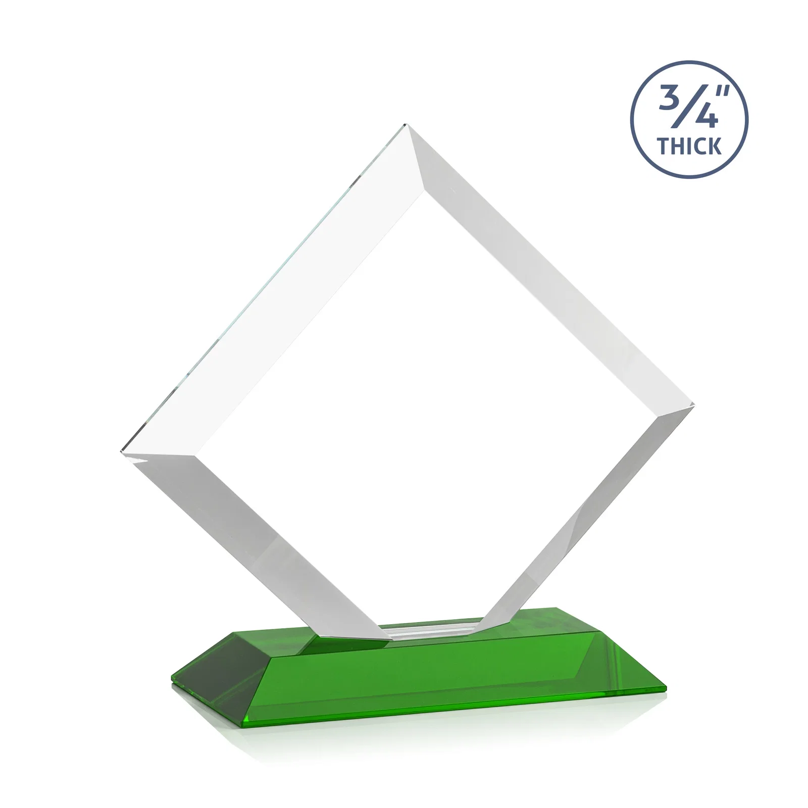 Custom Mitered-Edge Starfire Crystal Diamond Award on a Bamboo Base, with your logo for dealer and partner awards