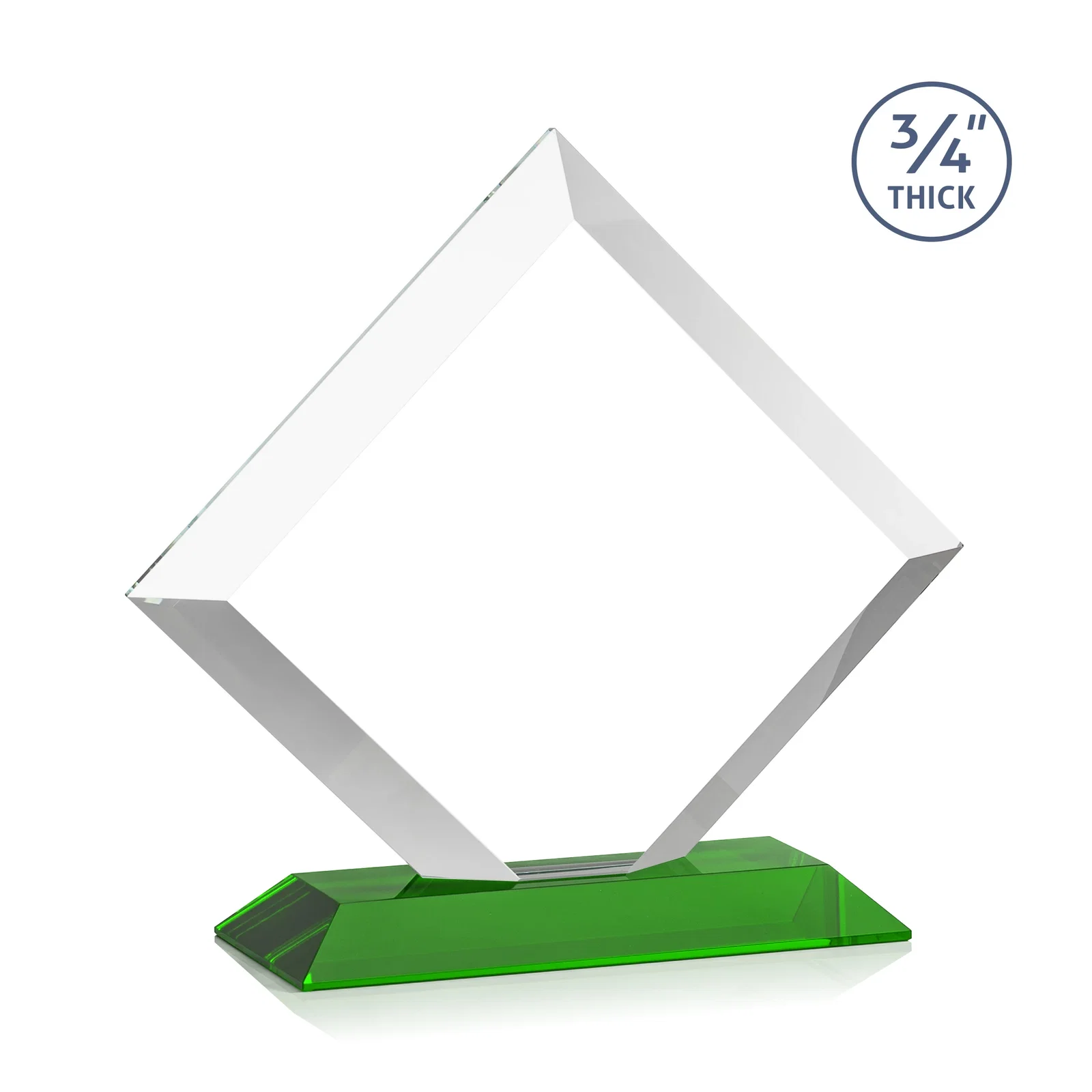 Custom Mitered-Edge Starfire Crystal Diamond Award on a Bamboo Base, with your logo for company anniversary events