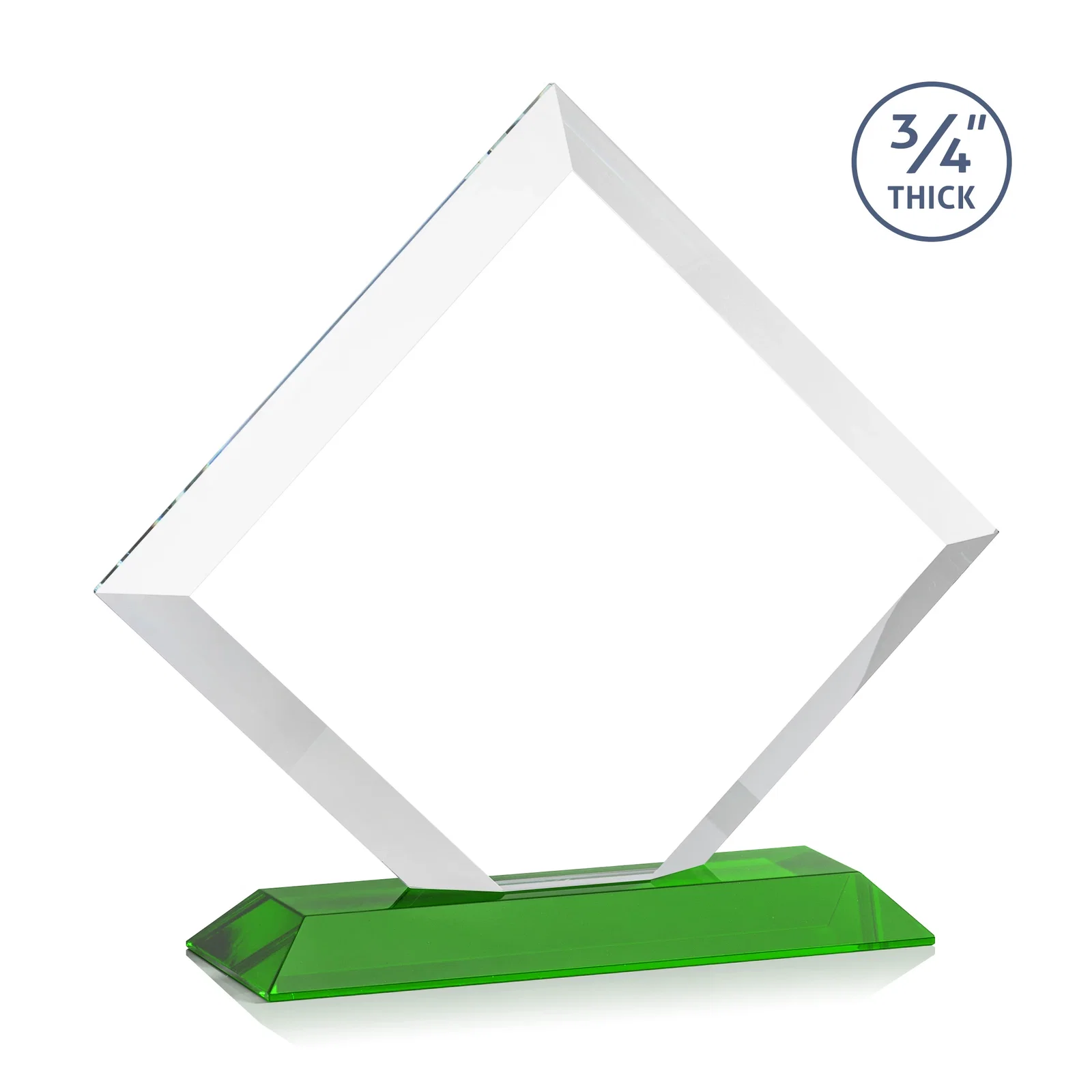 Personalized Mitered-Edge Starfire Crystal Diamond Award on a Bamboo Base, with your logo for employee recognition