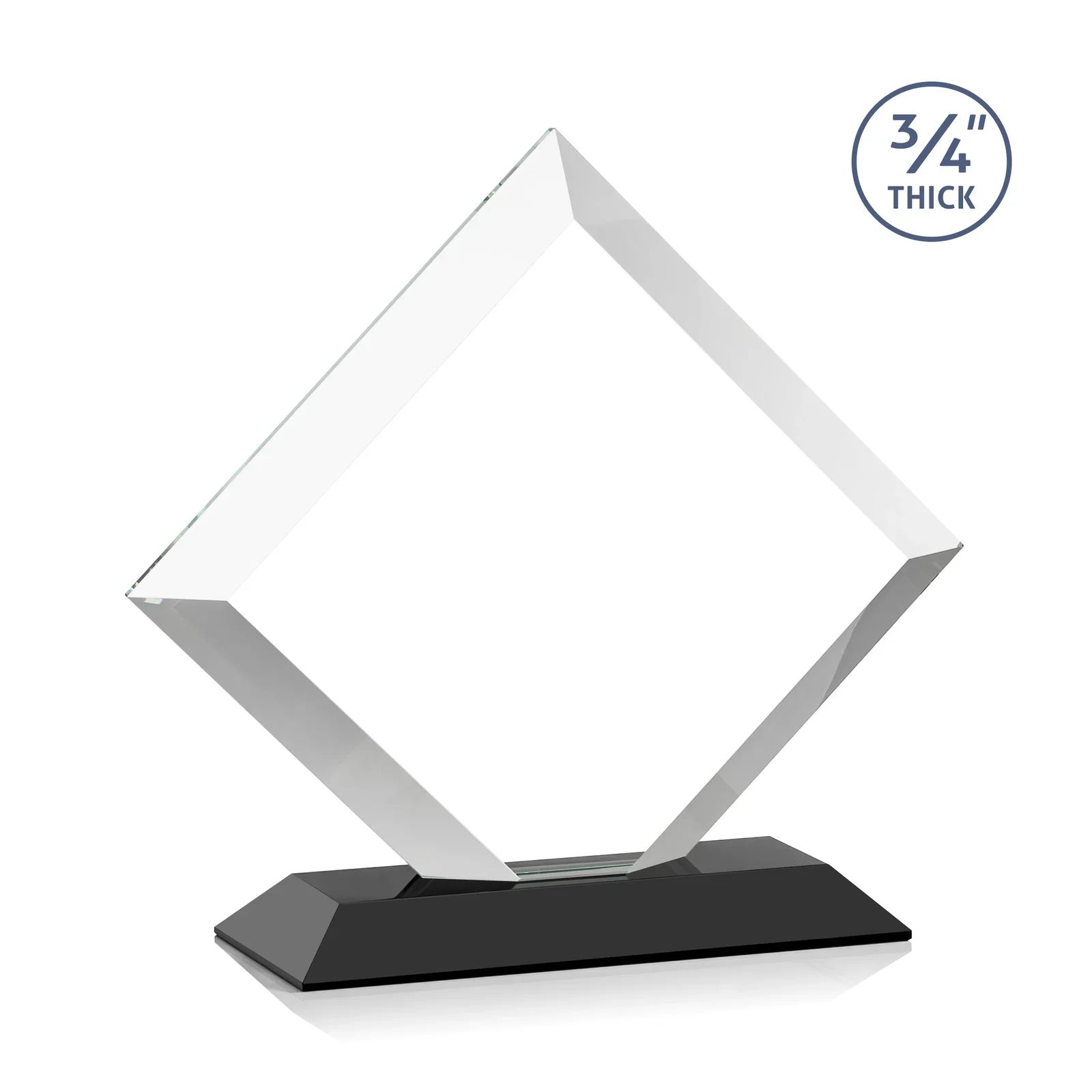 Personalized Mitered-Edge Starfire Crystal Diamond Award on a Bamboo Base, with your logo for service anniversary gifts