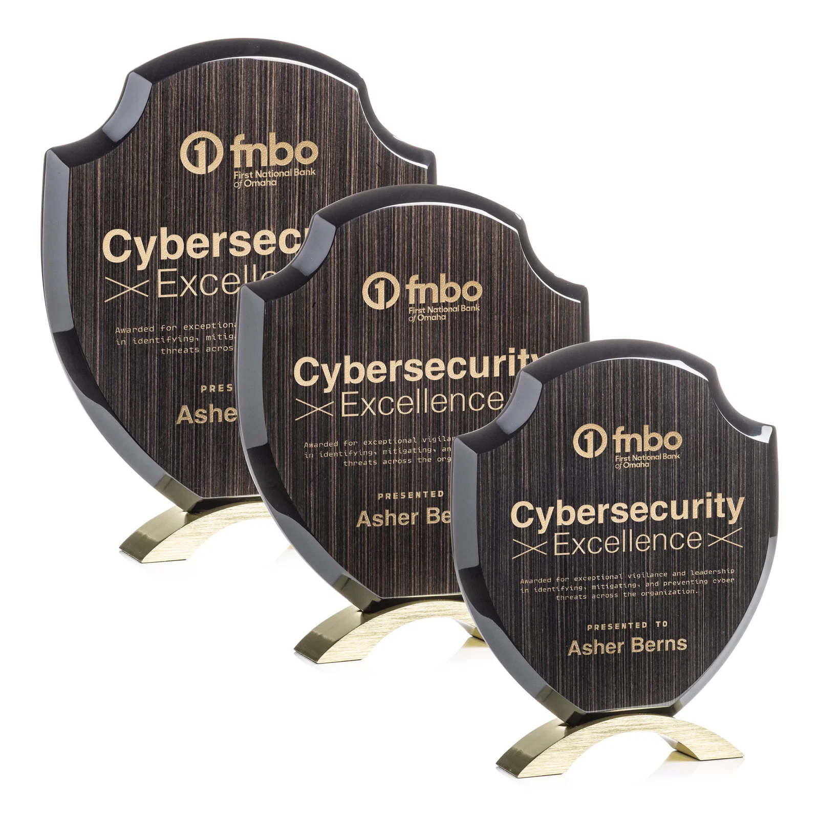 Custom Slatewood Composite Shield Award with High-Gloss Beveled Edges for employee recognition