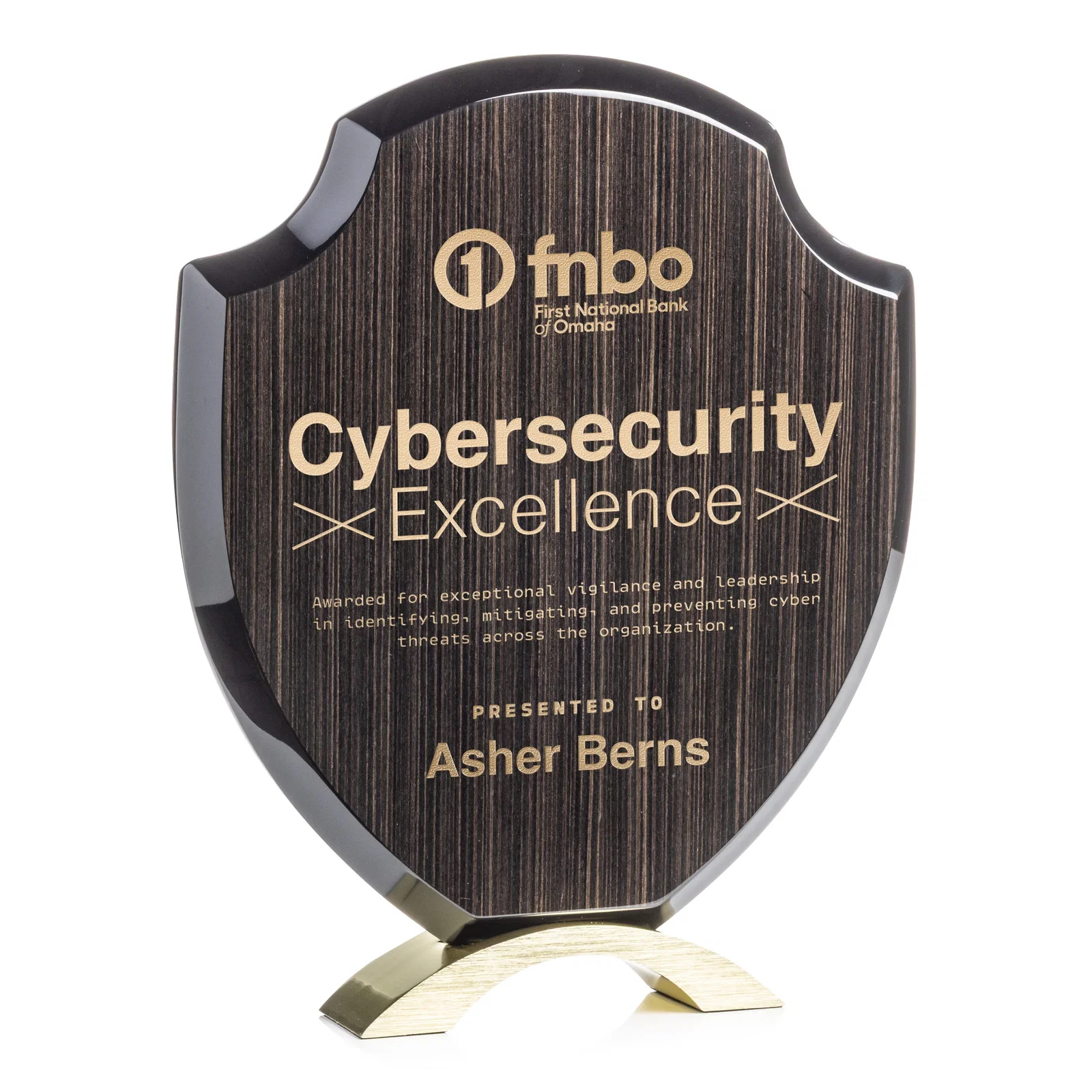 Custom Slatewood Composite Shield Award with High-Gloss Beveled Edges for sales achievement awards