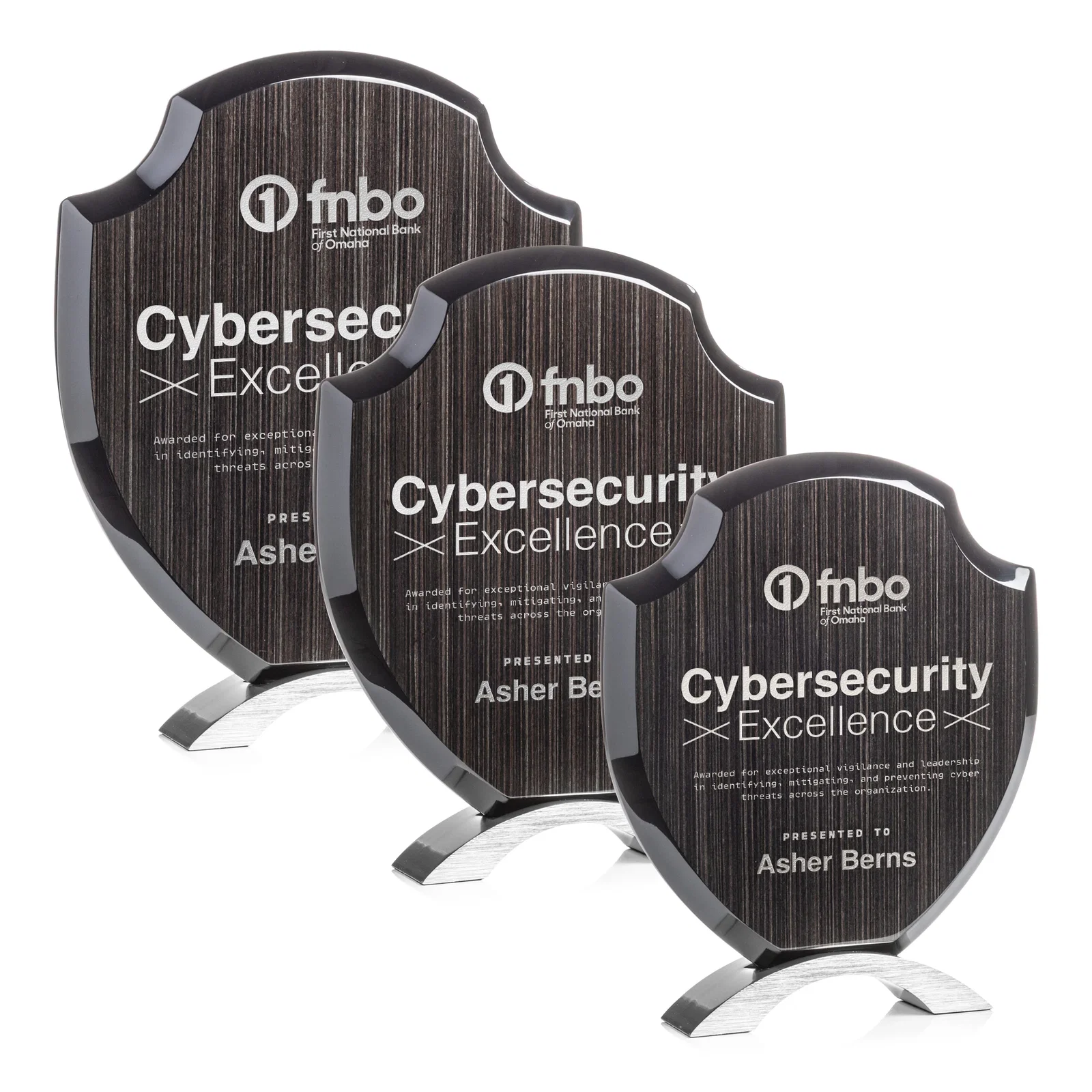Custom Slatewood Composite Shield Award with High-Gloss Beveled Edges for retirement presentations