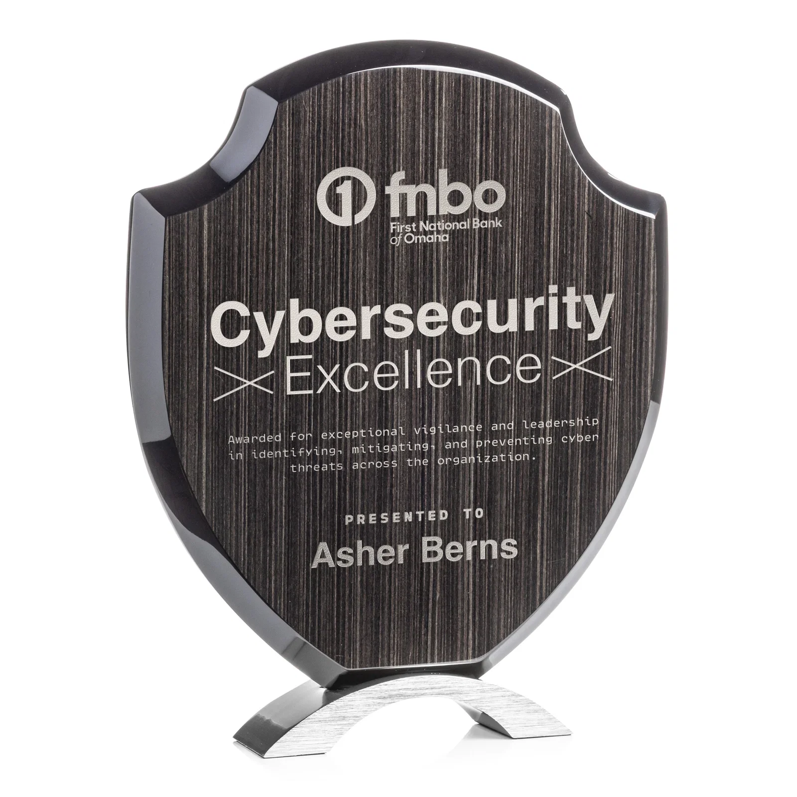 Custom Slatewood Composite Shield Award with High-Gloss Beveled Edges for graduation ceremonies