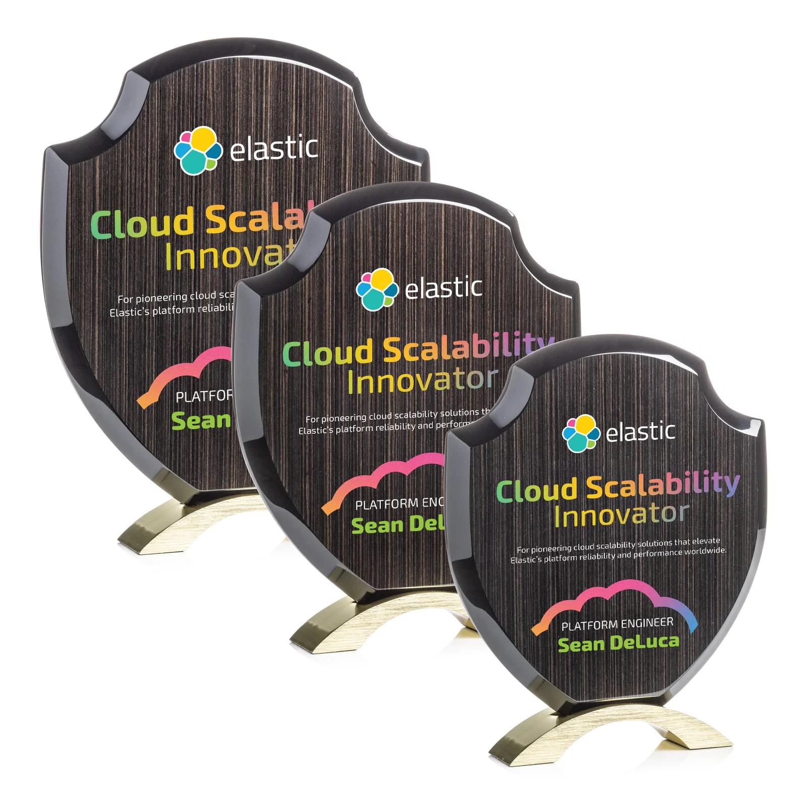 Custom Slatewood Composite Shield Award with High-Gloss Beveled Edges for safety achievement programs