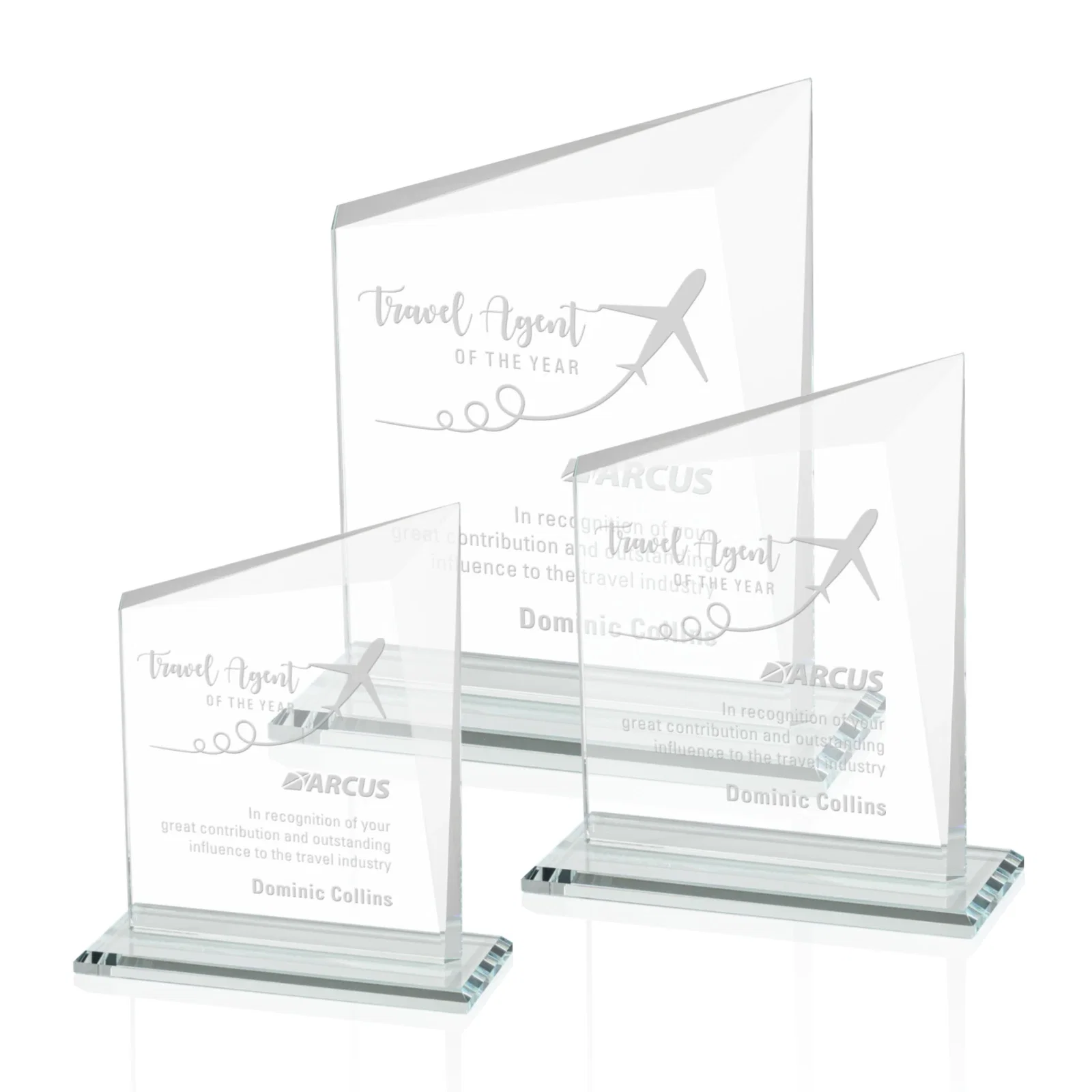 Custom Starfire Crystal Peak Panel Award with Beveled Frame, awards for employee recognition