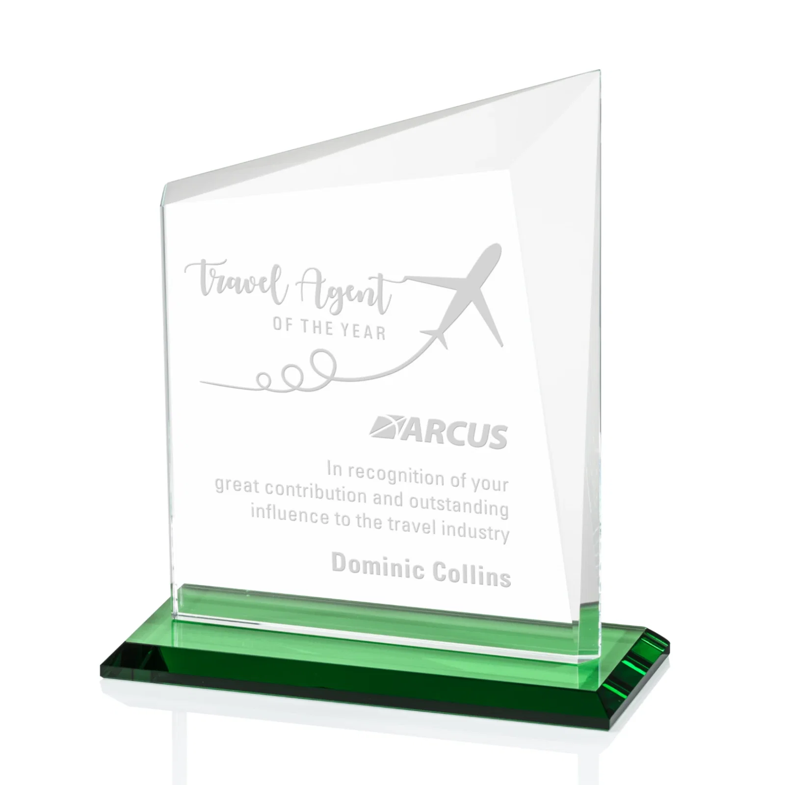 Custom Starfire Crystal Peak Panel Award with Beveled Frame, awards for dealer and partner awards