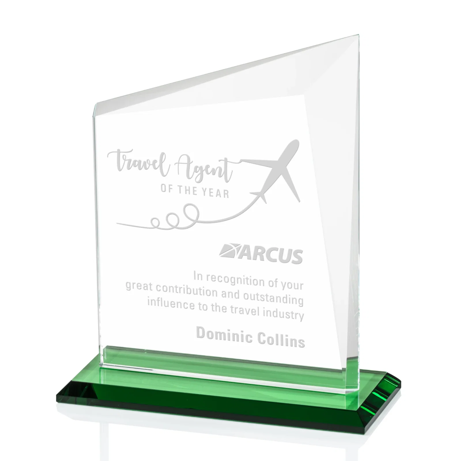 Custom Starfire Crystal Peak Panel Award with Beveled Frame, awards for company anniversary events