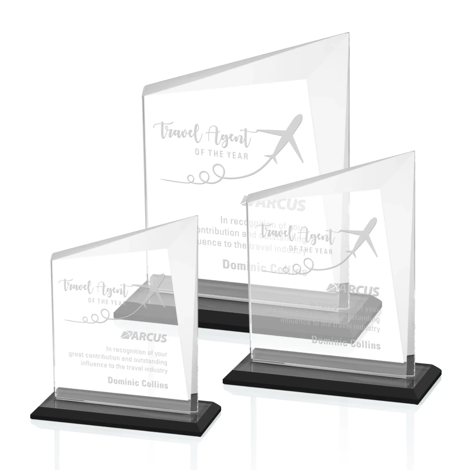 Personalized Starfire Crystal Peak Panel Award with Beveled Frame, awards for employee recognition