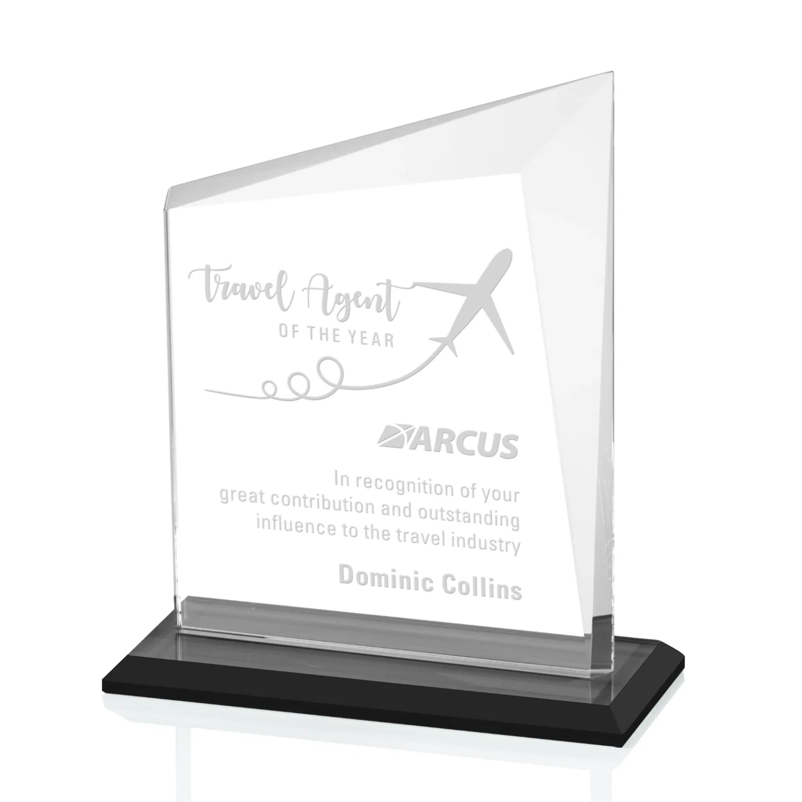 Personalized Starfire Crystal Peak Panel Award with Beveled Frame, awards for service anniversary gifts