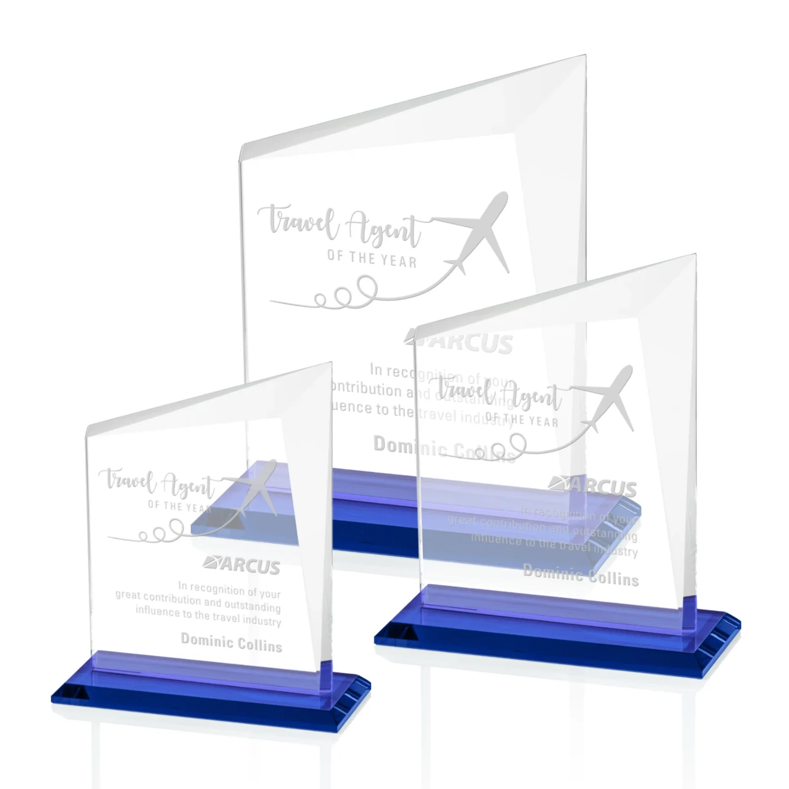 Personalized Starfire Crystal Peak Panel Award with Beveled Frame, awards for retirement presentations