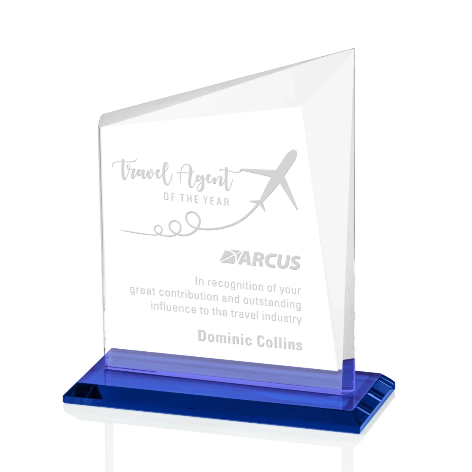 Personalized Starfire Crystal Peak Panel Award with Beveled Frame, awards for team milestone celebrations