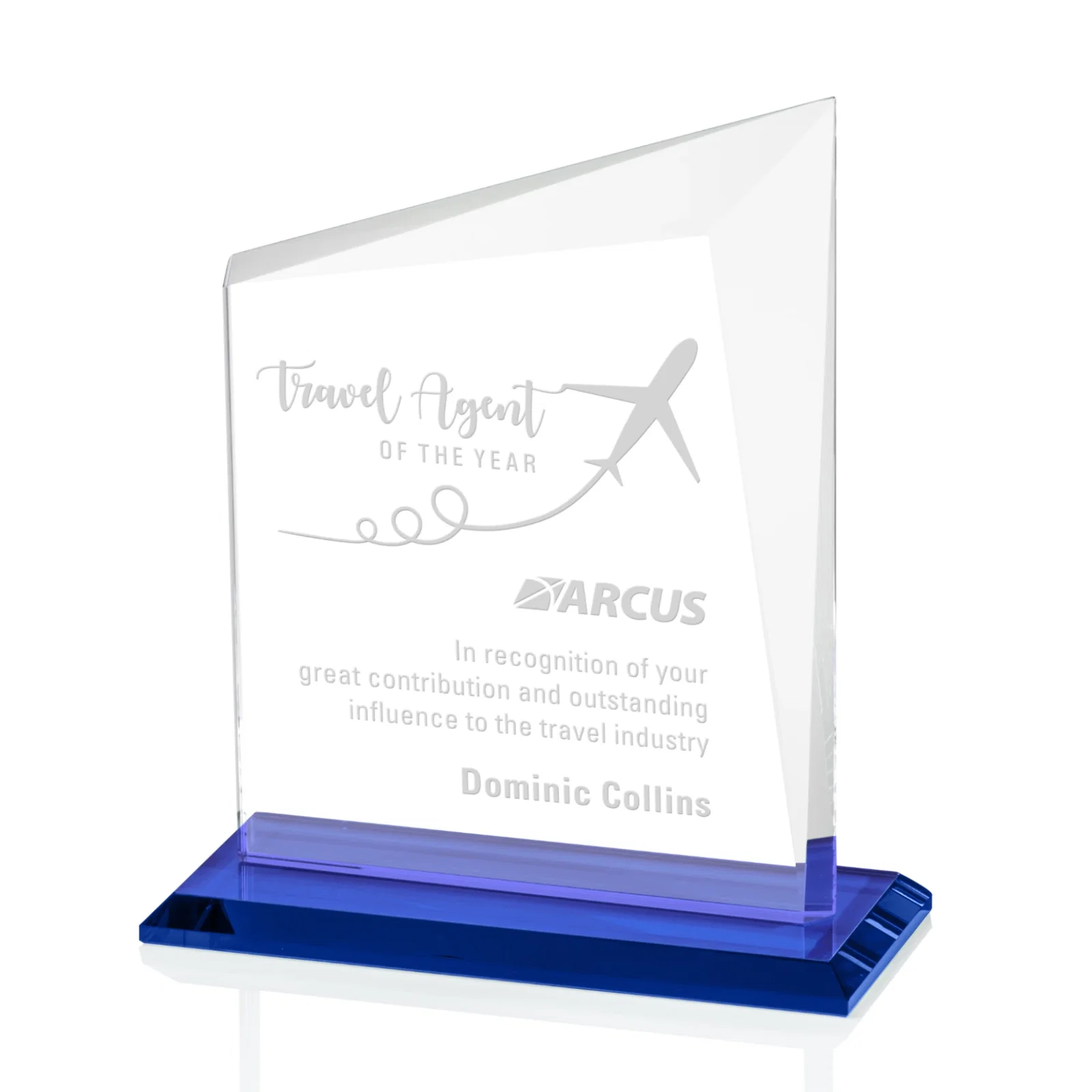Personalized Starfire Crystal Peak Panel Award with Beveled Frame, awards for donor appreciation