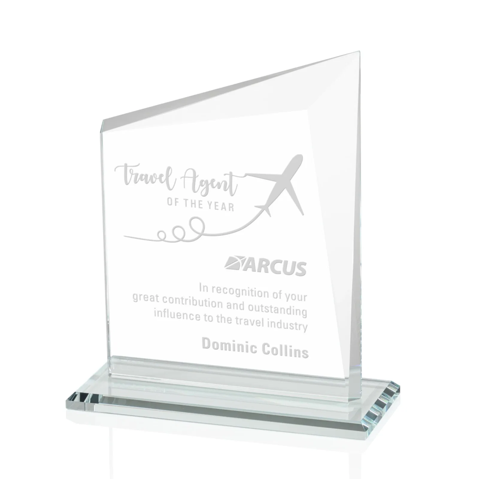 Custom Starfire Crystal Peak Panel Award with Beveled Frame, awards for corporate award ceremonies