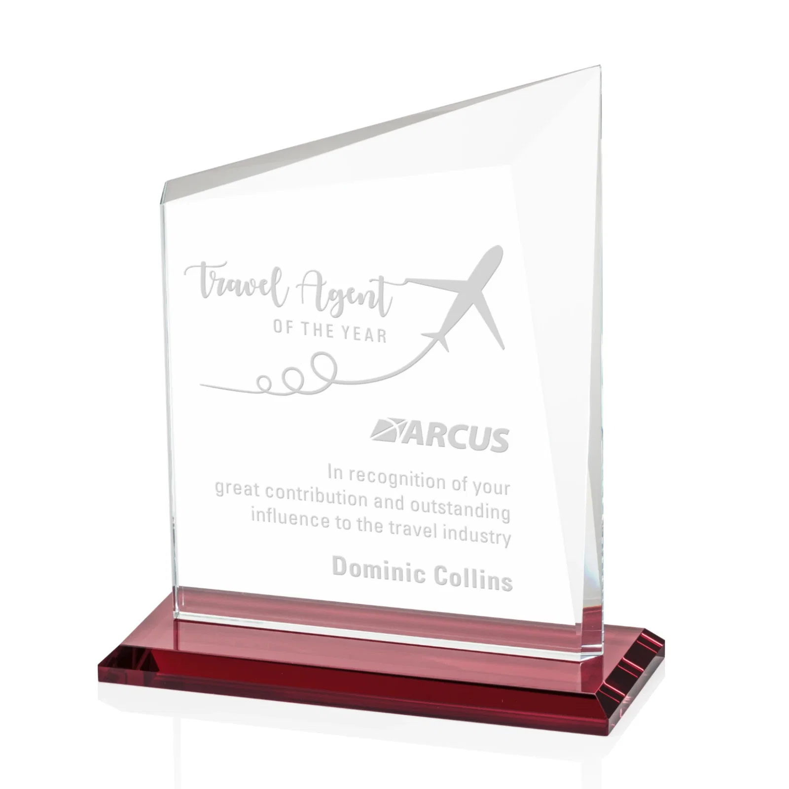 Personalized Starfire Crystal Peak Panel Award with Beveled Frame, awards for dealer and partner awards