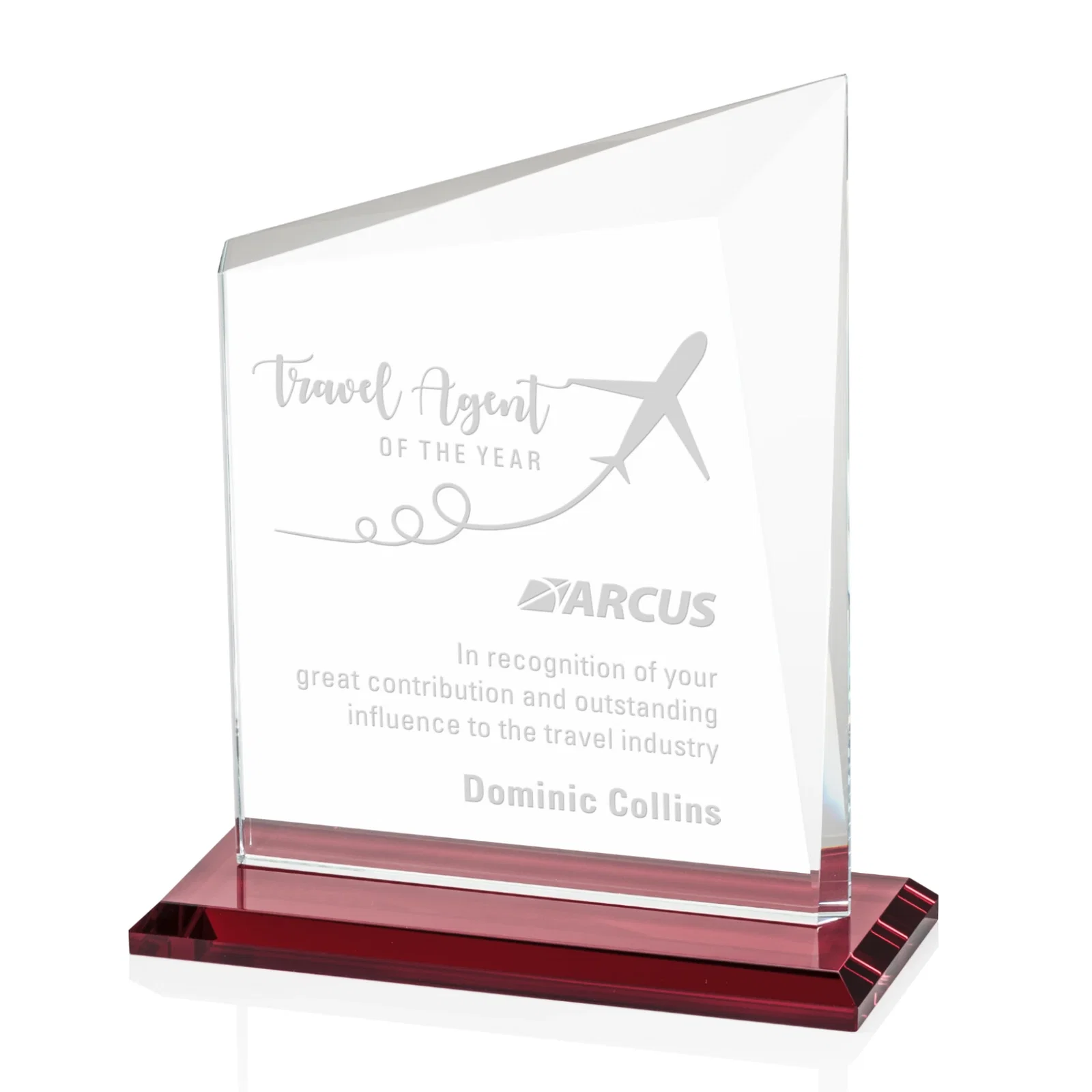 Personalized Starfire Crystal Peak Panel Award with Beveled Frame, awards for company anniversary events