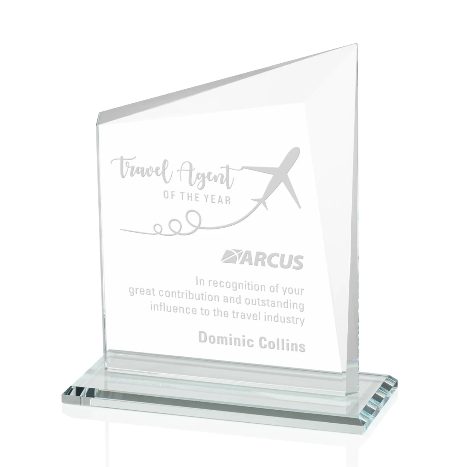 Custom Starfire Crystal Peak Panel Award with Beveled Frame, awards for service anniversary gifts
