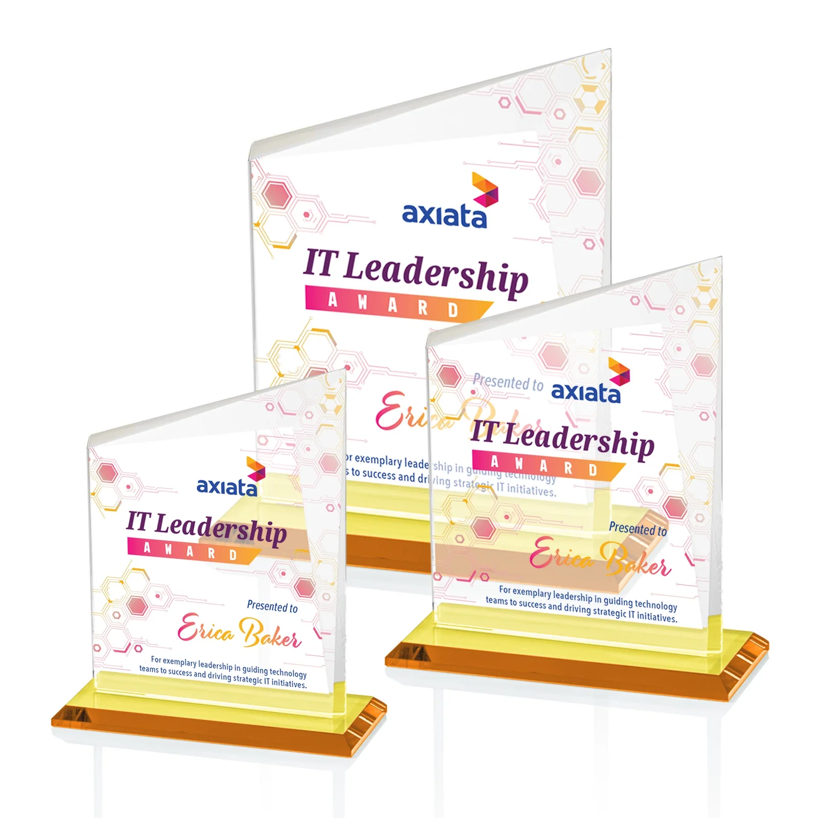 Branded Starfire Crystal Peak Panel Award with Beveled Frame, awards for employee recognition