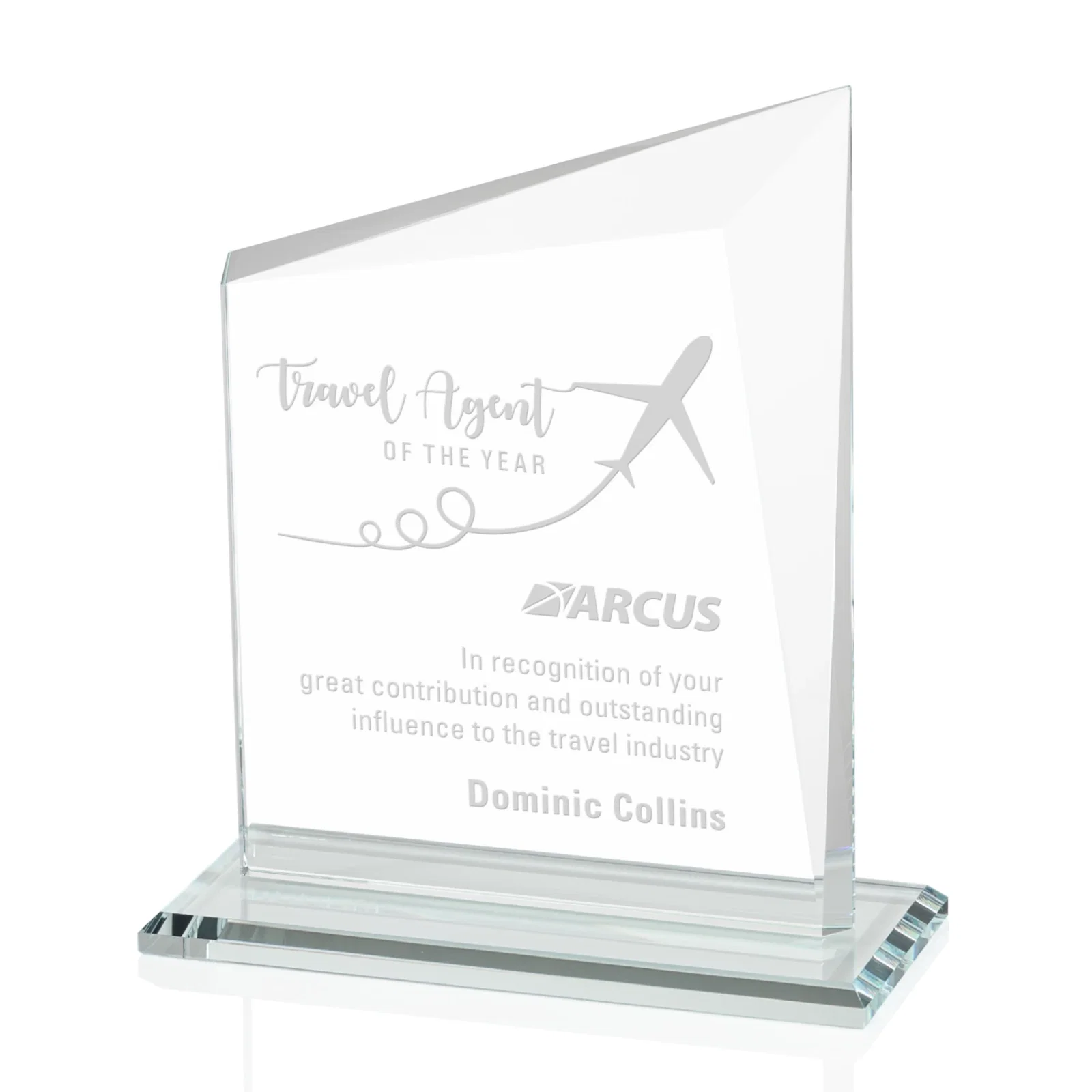 Custom Starfire Crystal Peak Panel Award with Beveled Frame, awards for sales achievement awards