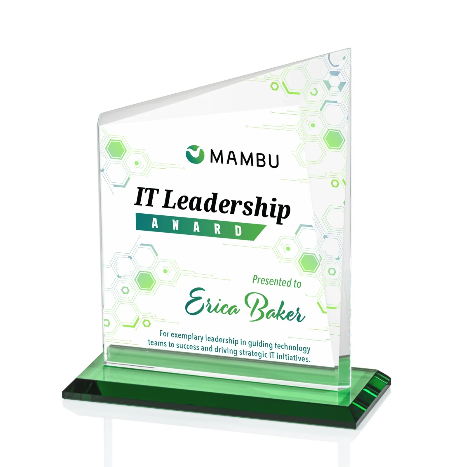 Branded Starfire Crystal Peak Panel Award with Beveled Frame, awards for team milestone celebrations