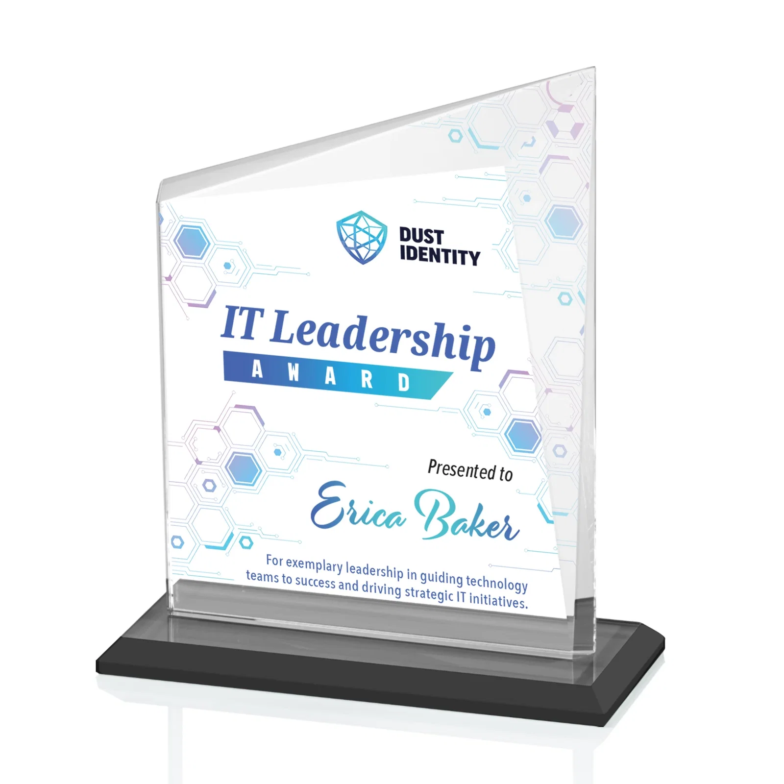Branded Starfire Crystal Peak Panel Award with Beveled Frame, awards for dealer and partner awards