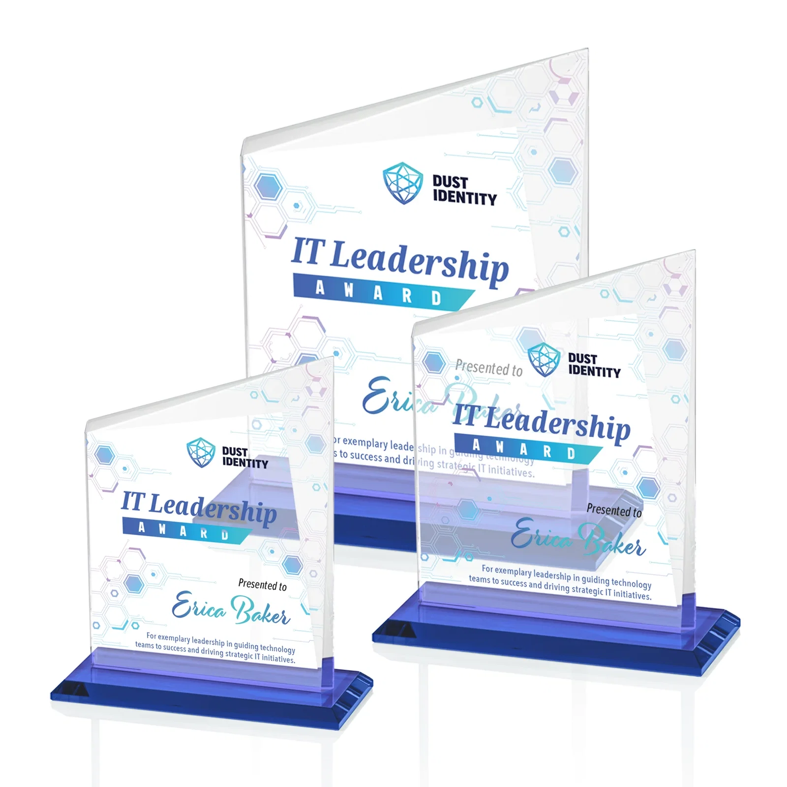 Custom printed Starfire Crystal Peak Panel Award with Beveled Frame, awards for employee recognition