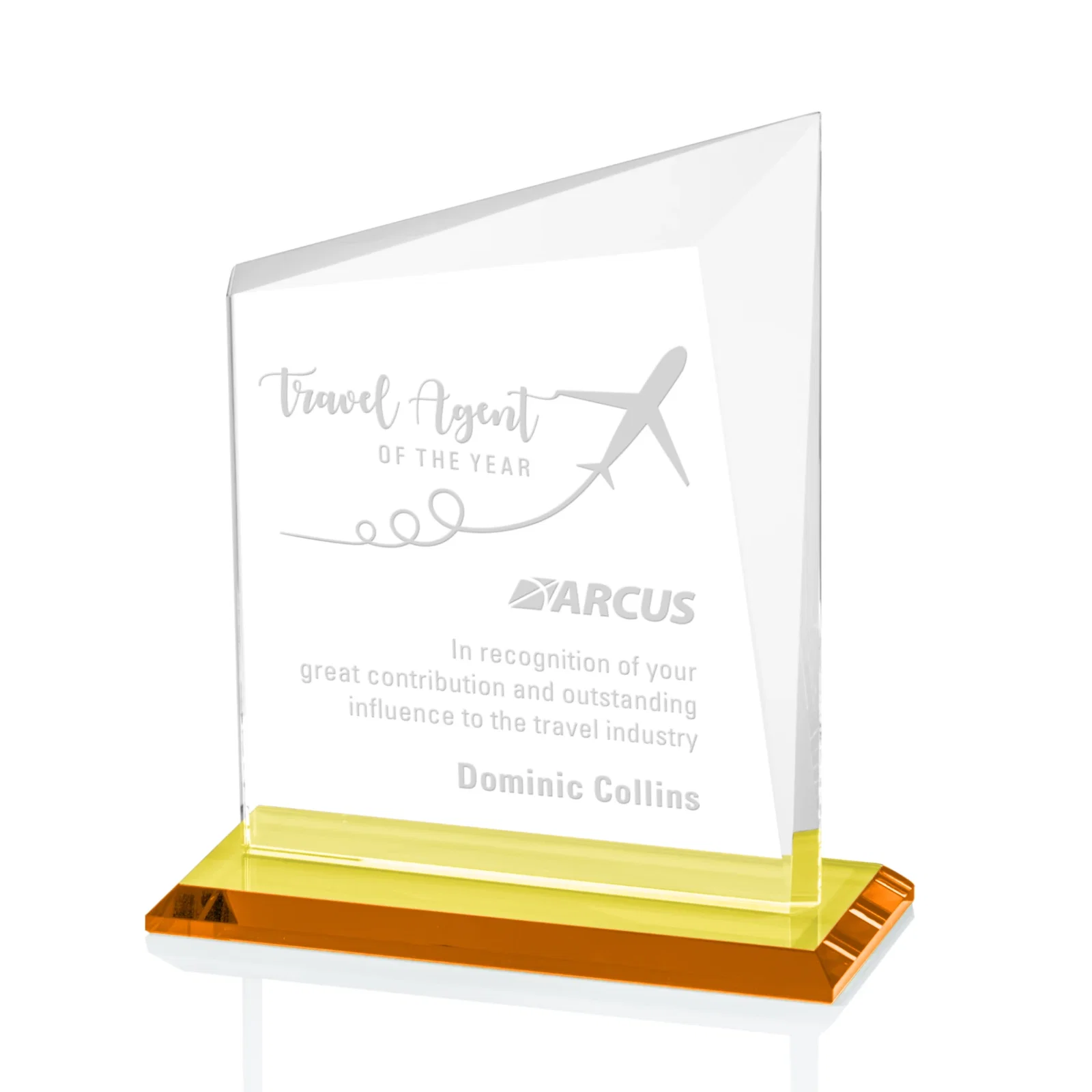 Custom Starfire Crystal Peak Panel Award with Beveled Frame, awards for team milestone celebrations