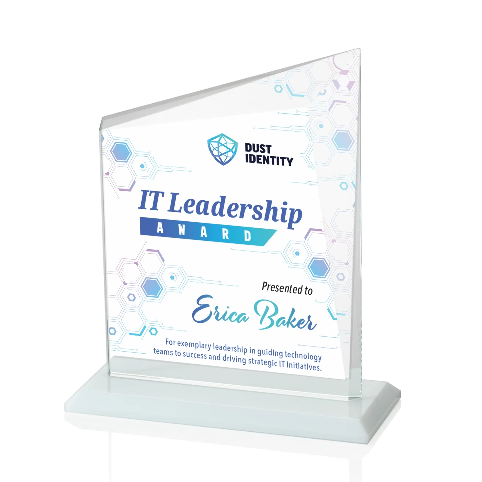 Customized Starfire Crystal Peak Panel Award with Beveled Frame, awards for corporate award ceremonies
